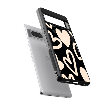 Eternal Hearts sleek google pixel 7 cover with tempered glass back and TPU edges