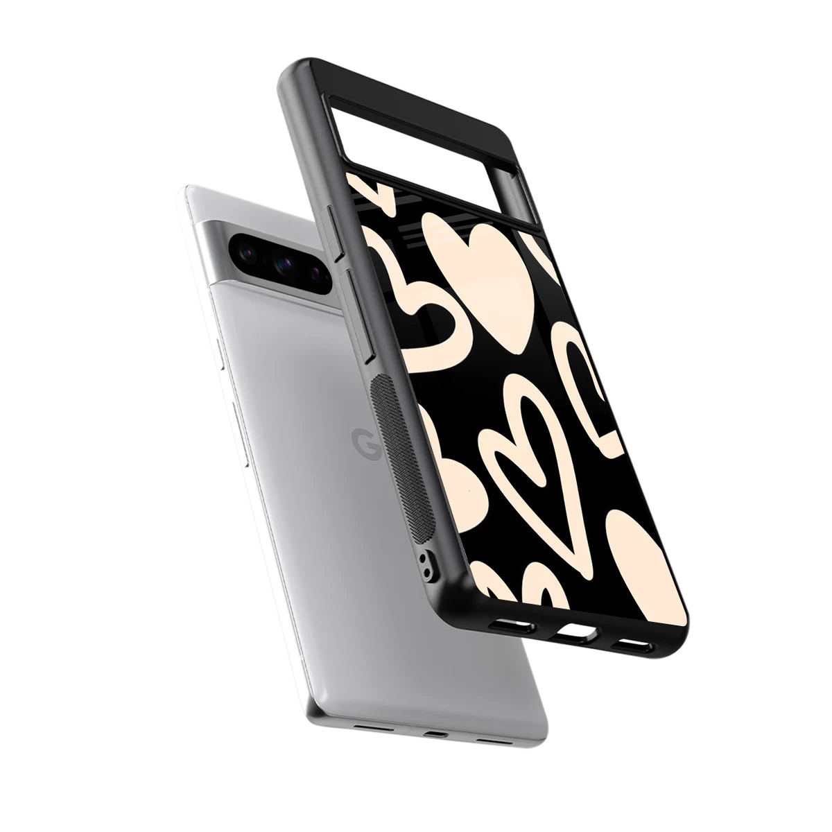 Eternal Hearts sleek google pixel 8 pro cover with tempered glass back and TPU edges