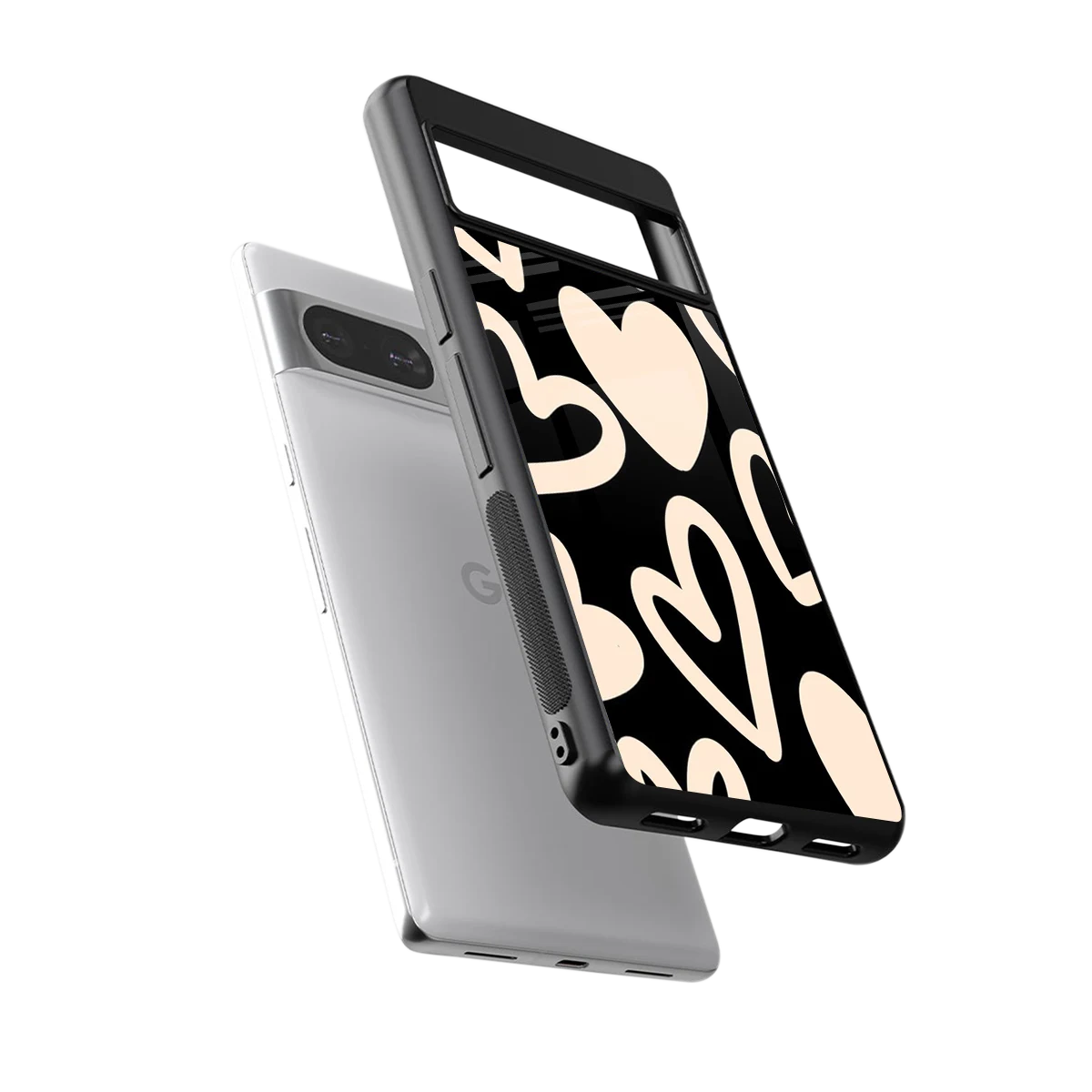 Eternal Hearts sleek google pixel 8 cover with tempered glass back and TPU edges