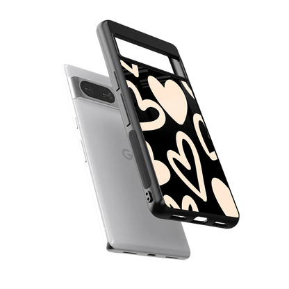 Eternal Hearts sleek google pixel 8 cover with tempered glass back and TPU edges