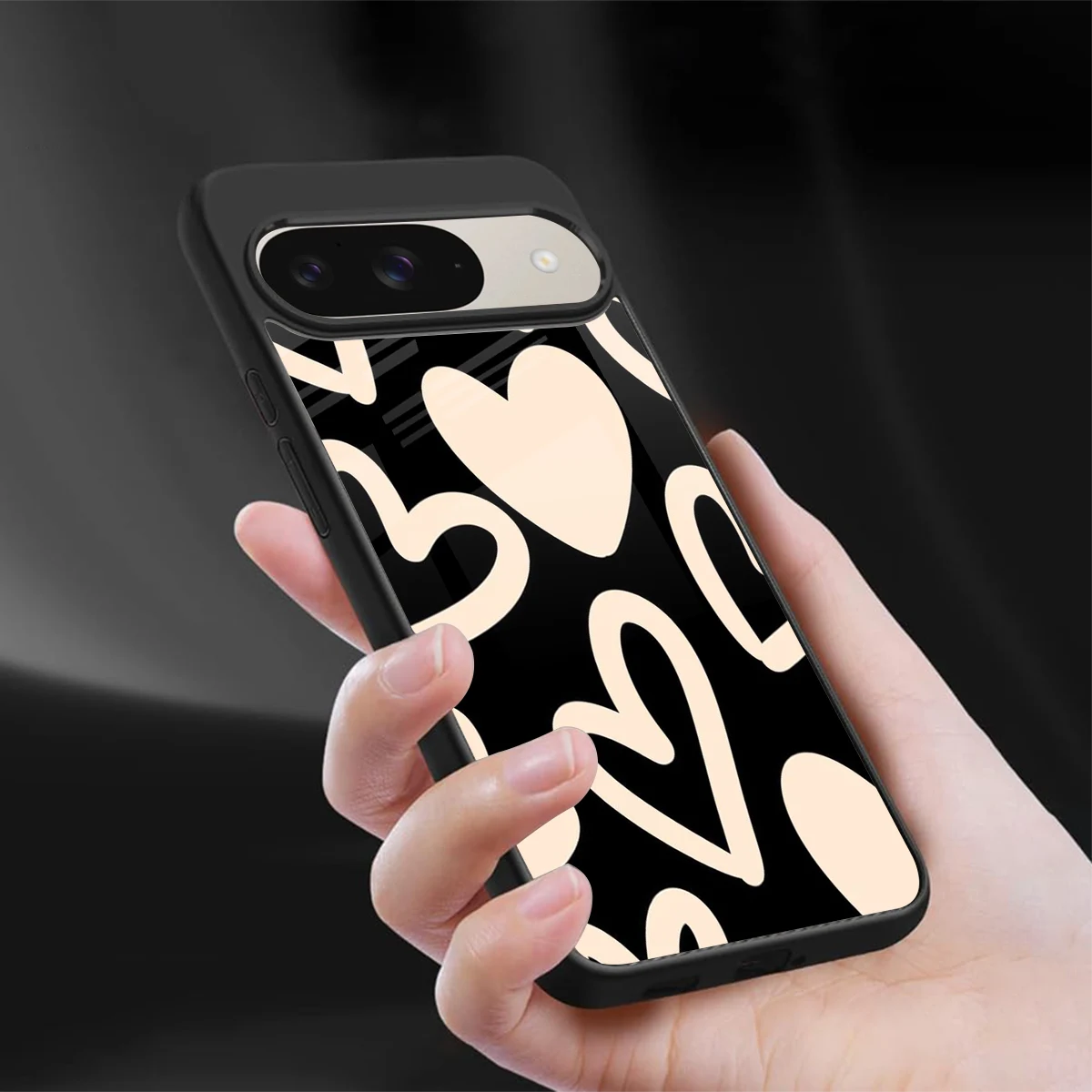 Eternal Hearts sleek google pixel 9 cover with tempered glass back and TPU edges