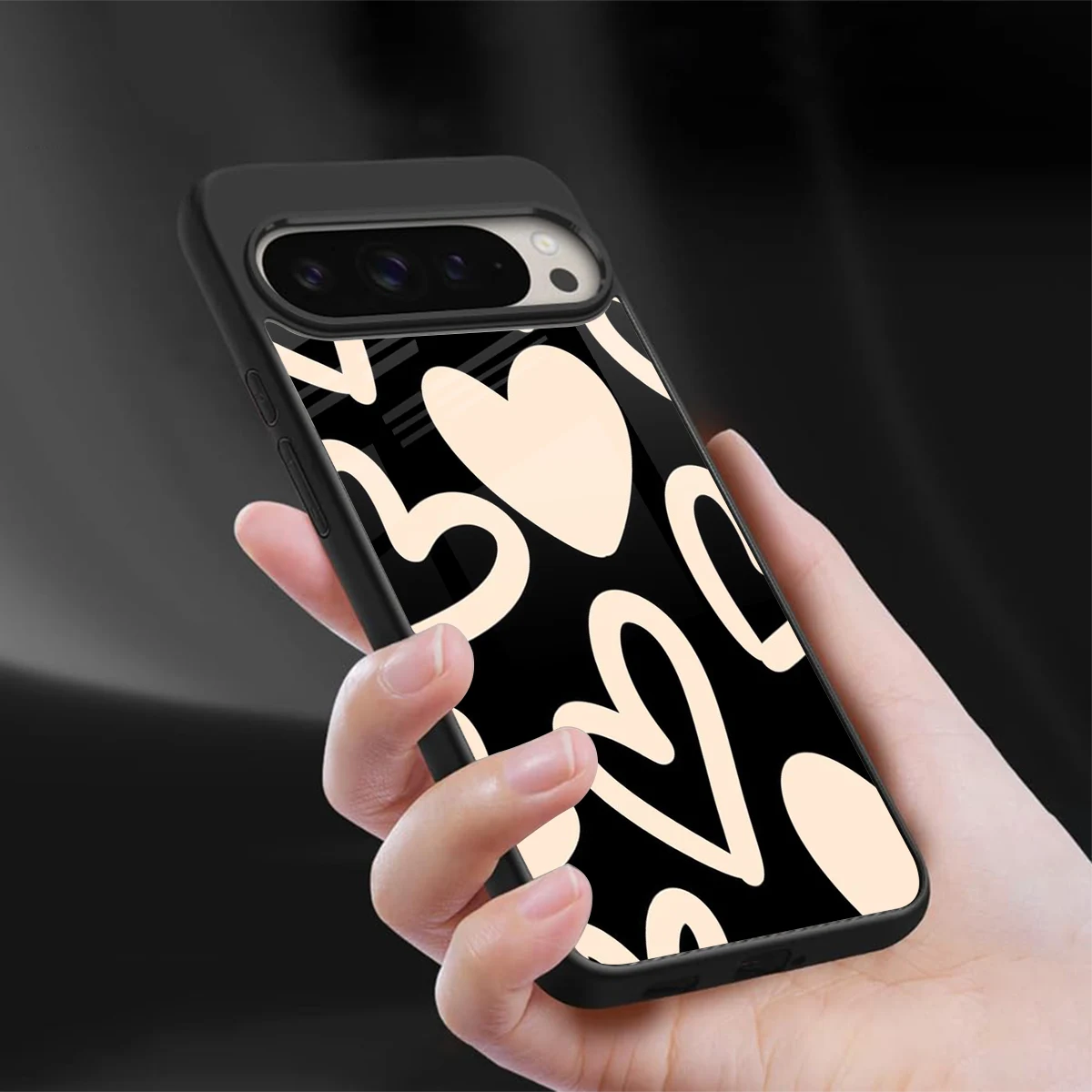 Eternal Hearts sleek google pixel 9 pro cover with tempered glass back and TPU edges