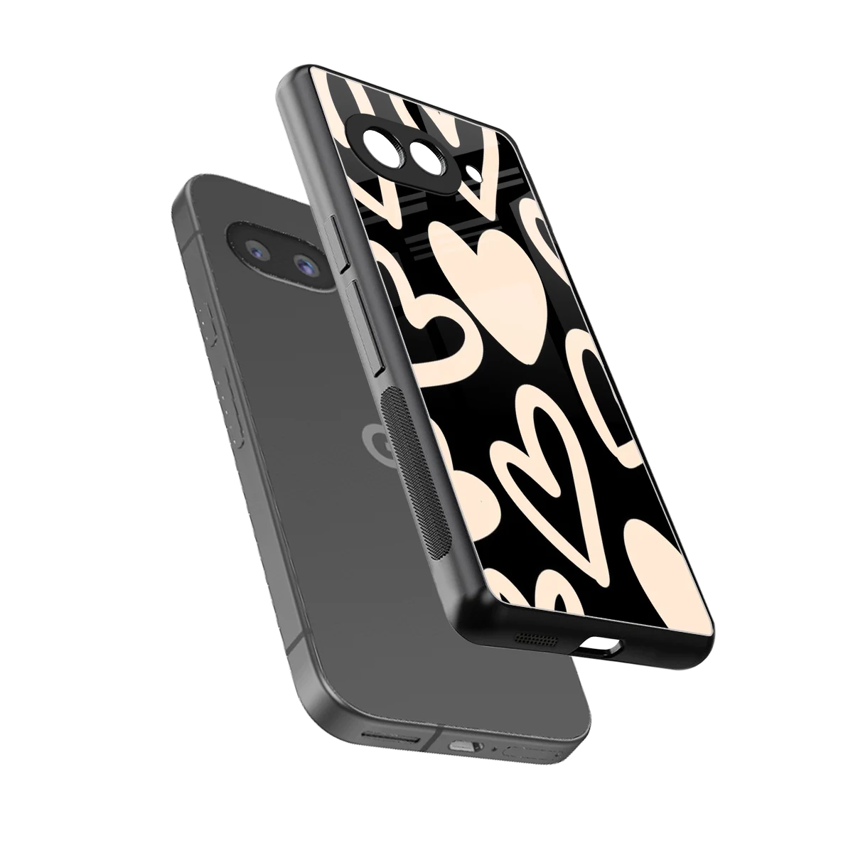Eternal Hearts sleek google pixel 10a cover with tempered glass back and TPU edges