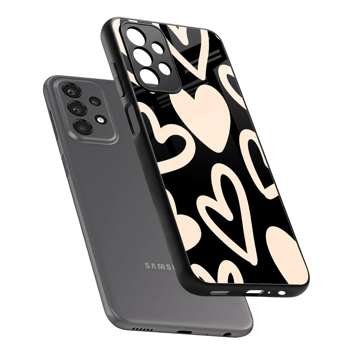 Eternal Hearts sleek samsung galaxy a23 cover with tempered glass back and TPU edges