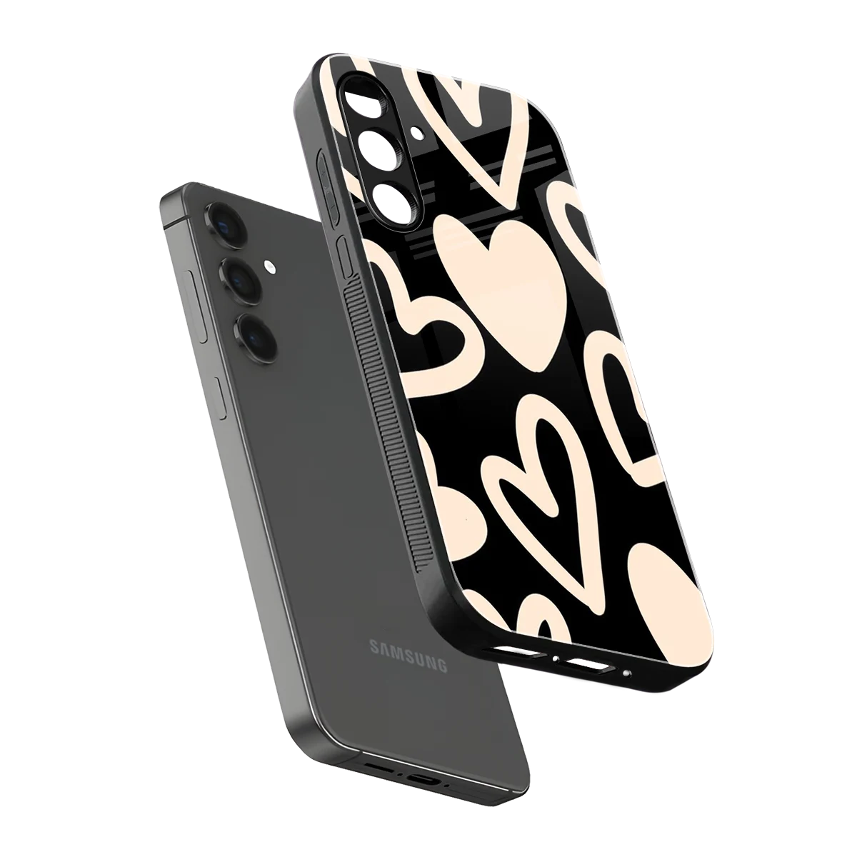 Eternal Hearts sleek samsung galaxy m35 5g cover with tempered glass back and TPU edges