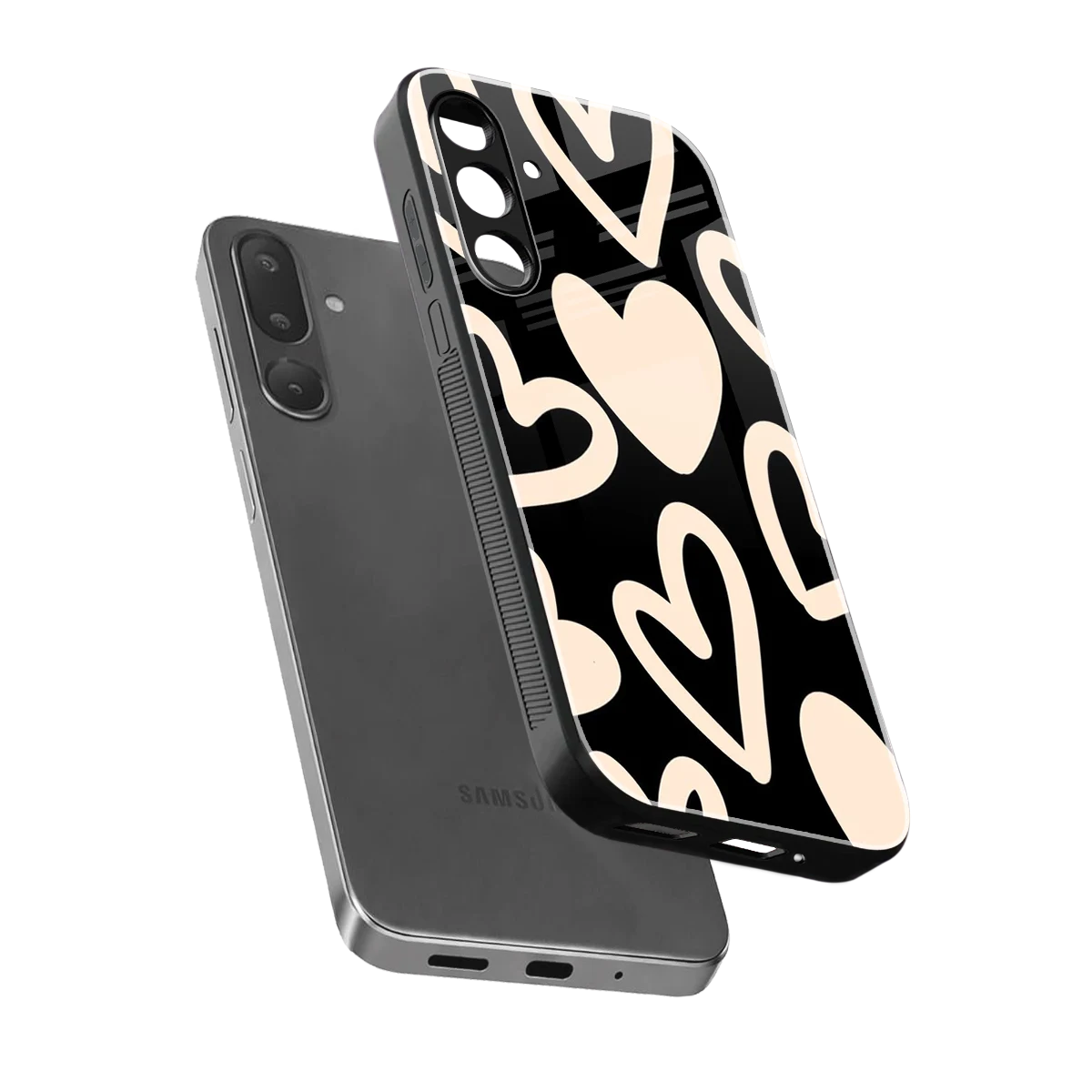 Eternal Hearts sleek samsung galaxy m16 5g cover with tempered glass back and TPU edges