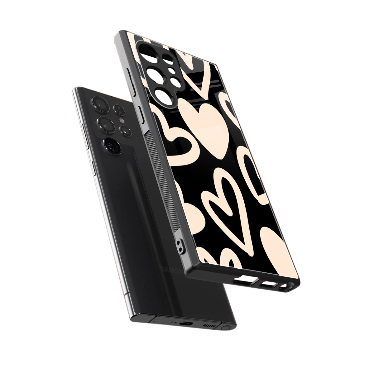 Eternal Hearts sleek samsung galaxy s23 ultra cover with tempered glass back and TPU edges