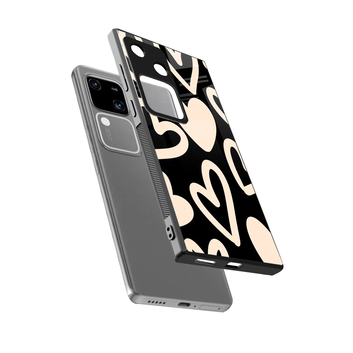 Eternal Hearts sleek vivo v30 cover with tempered glass back and TPU edges