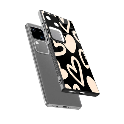 Eternal Hearts sleek vivo v30 cover with tempered glass back and TPU edges