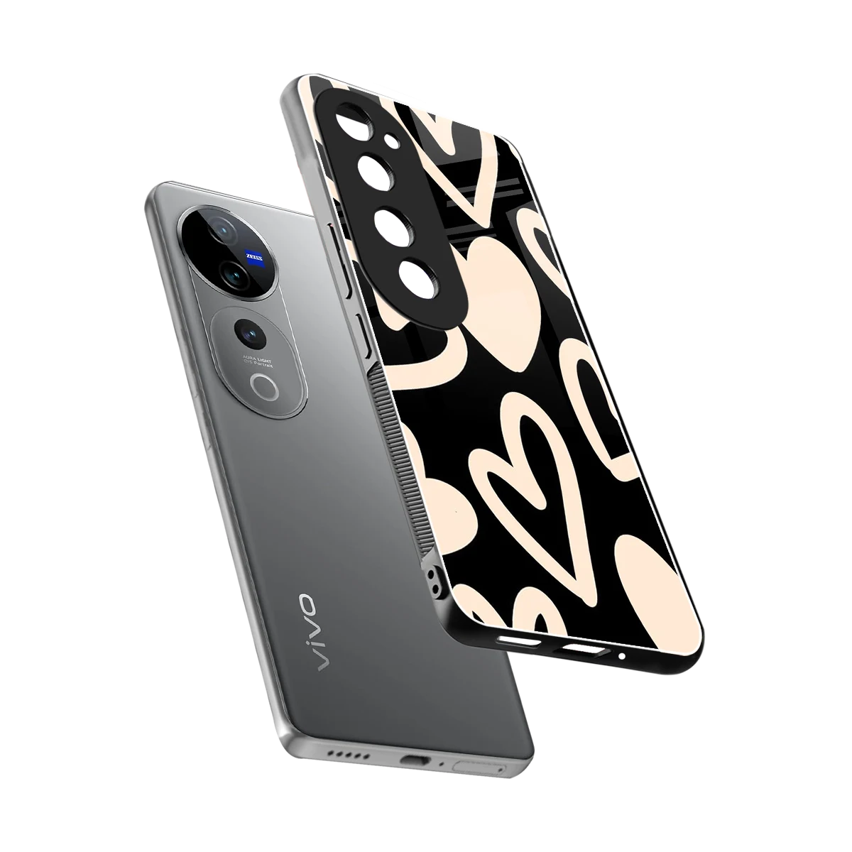 Eternal Hearts sleek vivo v40 pro cover with tempered glass back and TPU edges