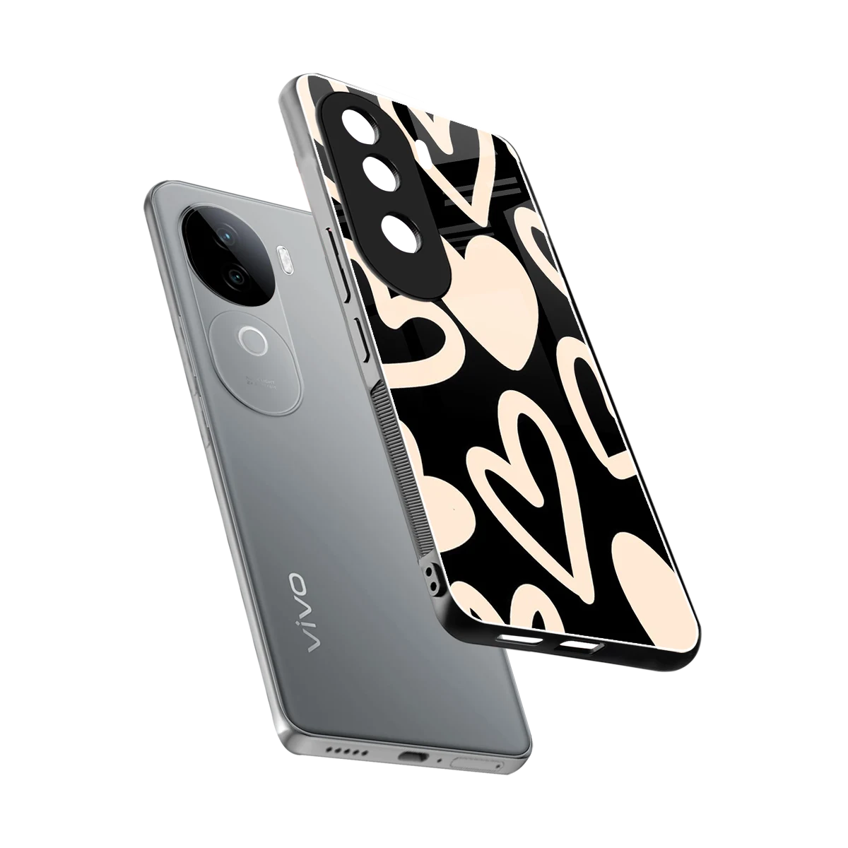 Eternal Hearts sleek vivo v40e cover with tempered glass back and TPU edges