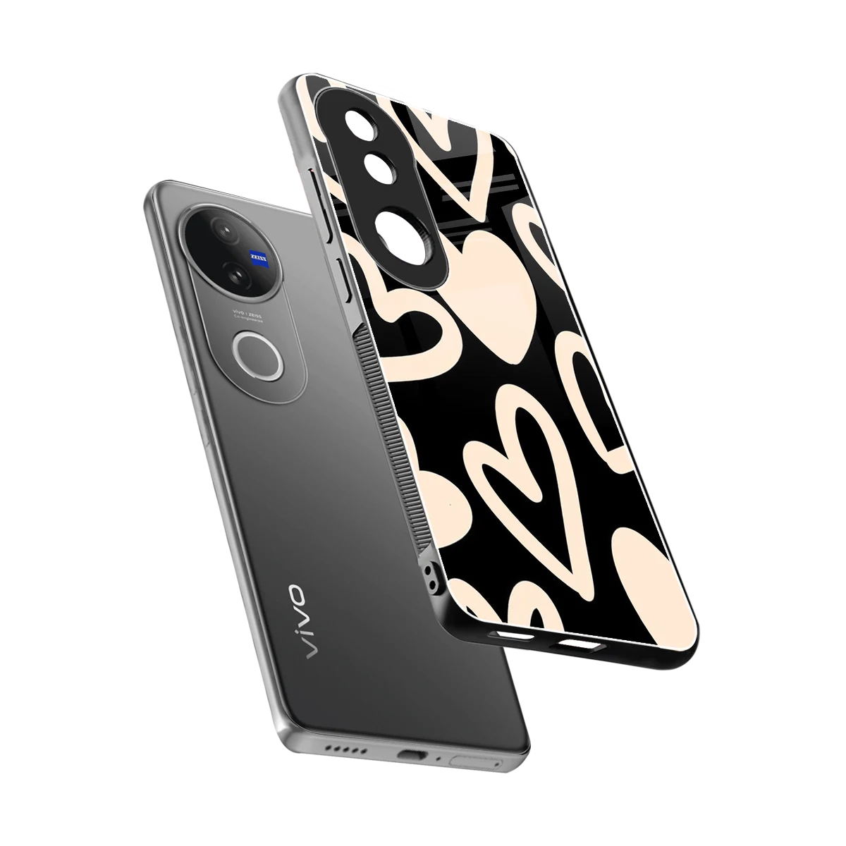 Eternal Hearts sleek vivo v50 cover with tempered glass back and TPU edges