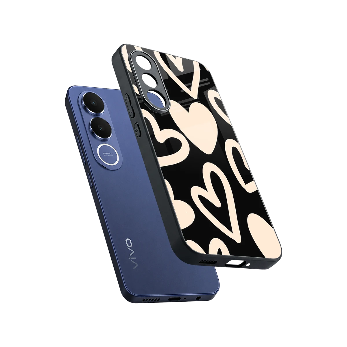 Eternal Hearts sleek vivo v70 fe cover with tempered glass back and TPU edges