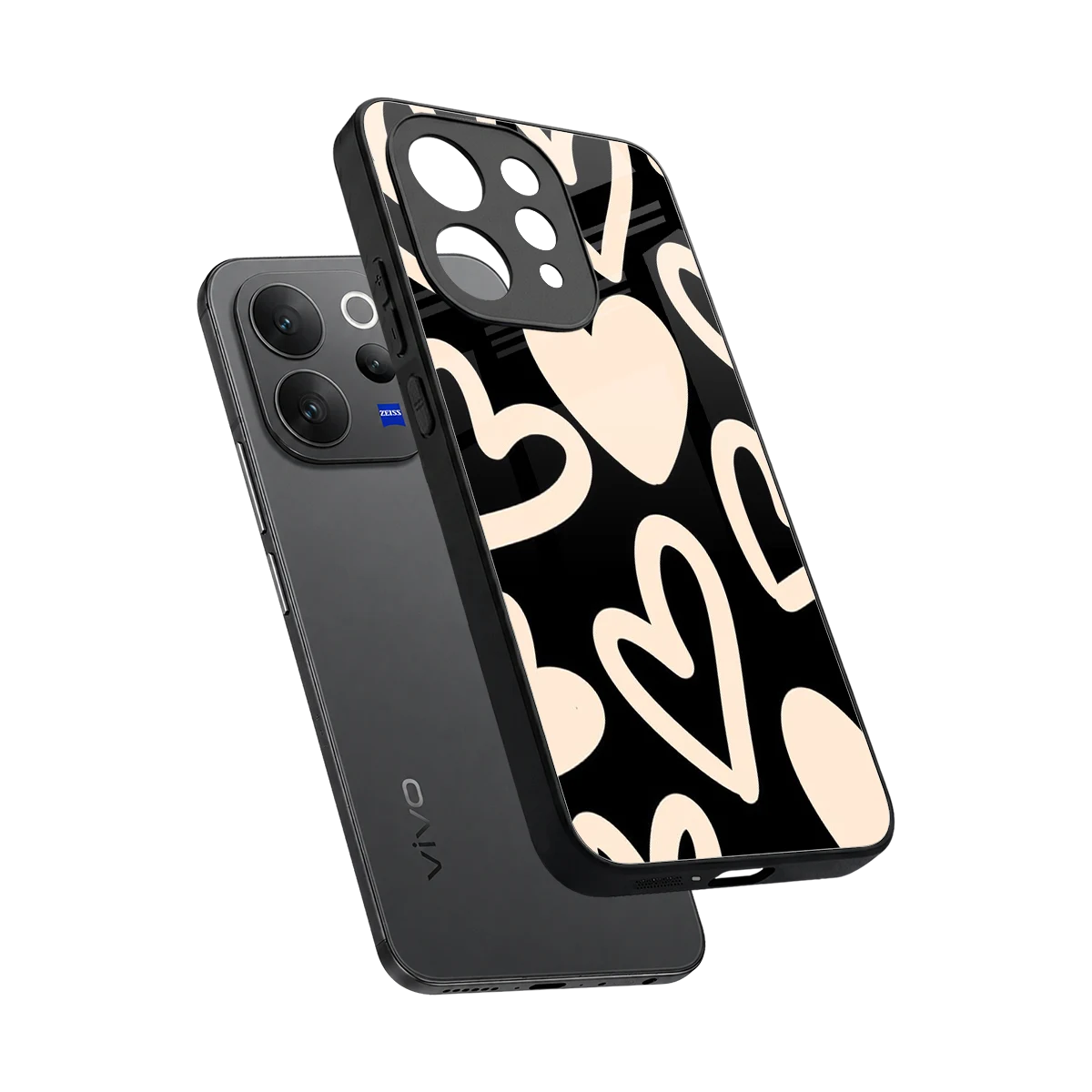 Eternal Hearts sleek vivo v70 cover with tempered glass back and TPU edges