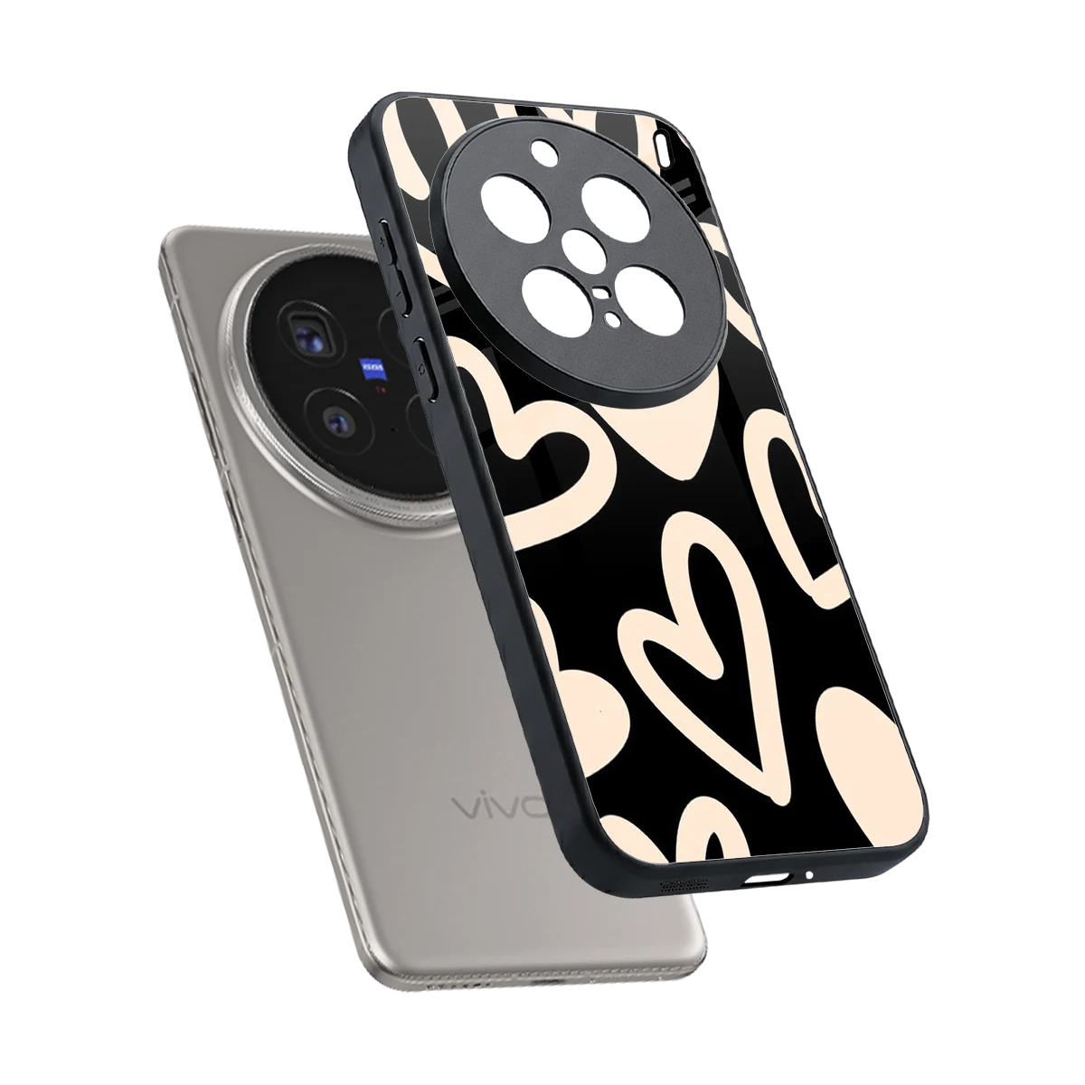Eternal Hearts sleek vivo x200 pro cover with tempered glass back and TPU edges