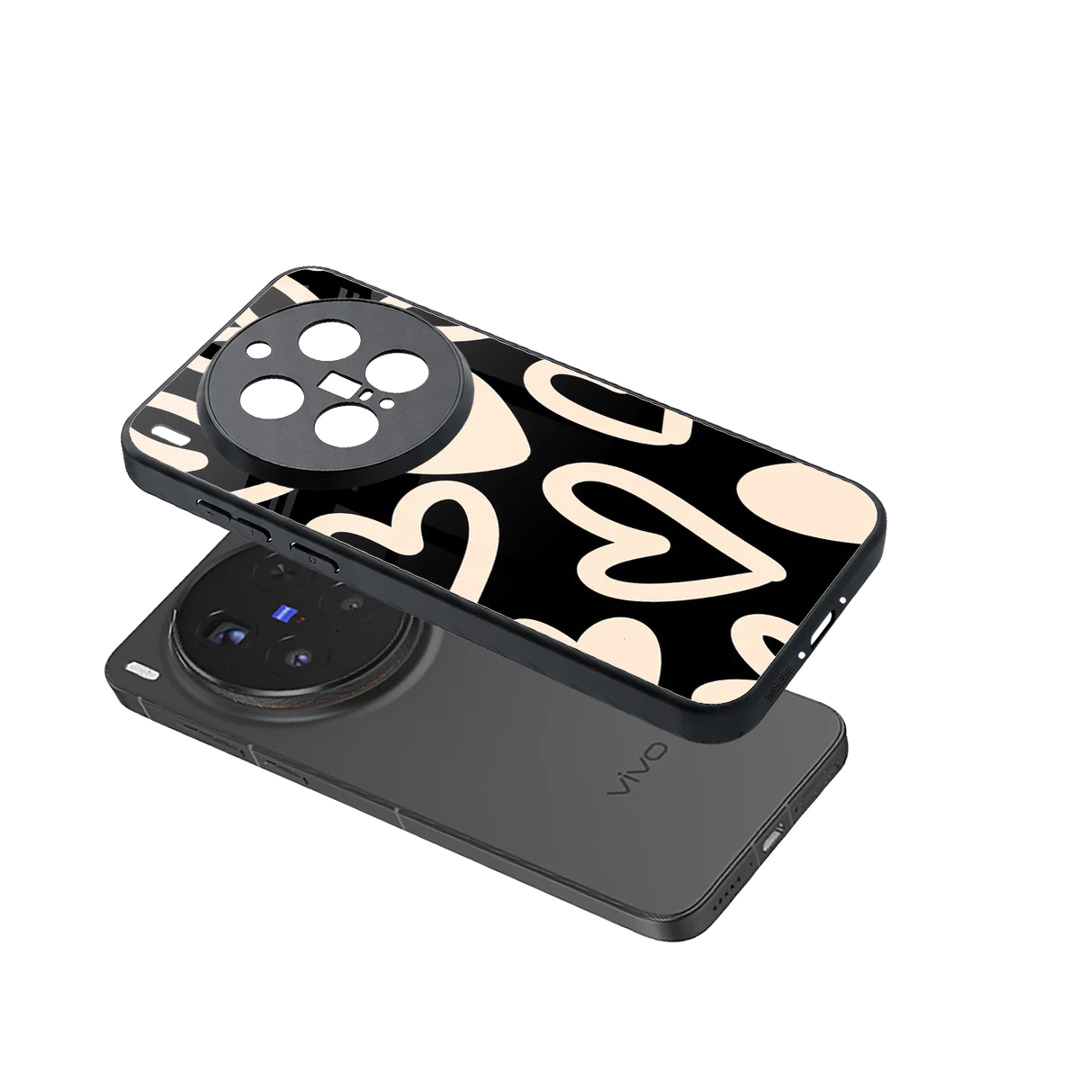Eternal Hearts sleek vivo x300 pro cover with tempered glass back and TPU edges