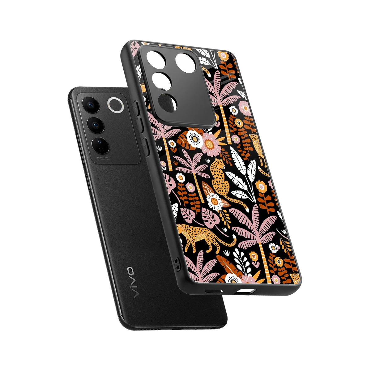 Exotic Paradise sleek vivo v27 5g cover with tempered glass back and TPU edges