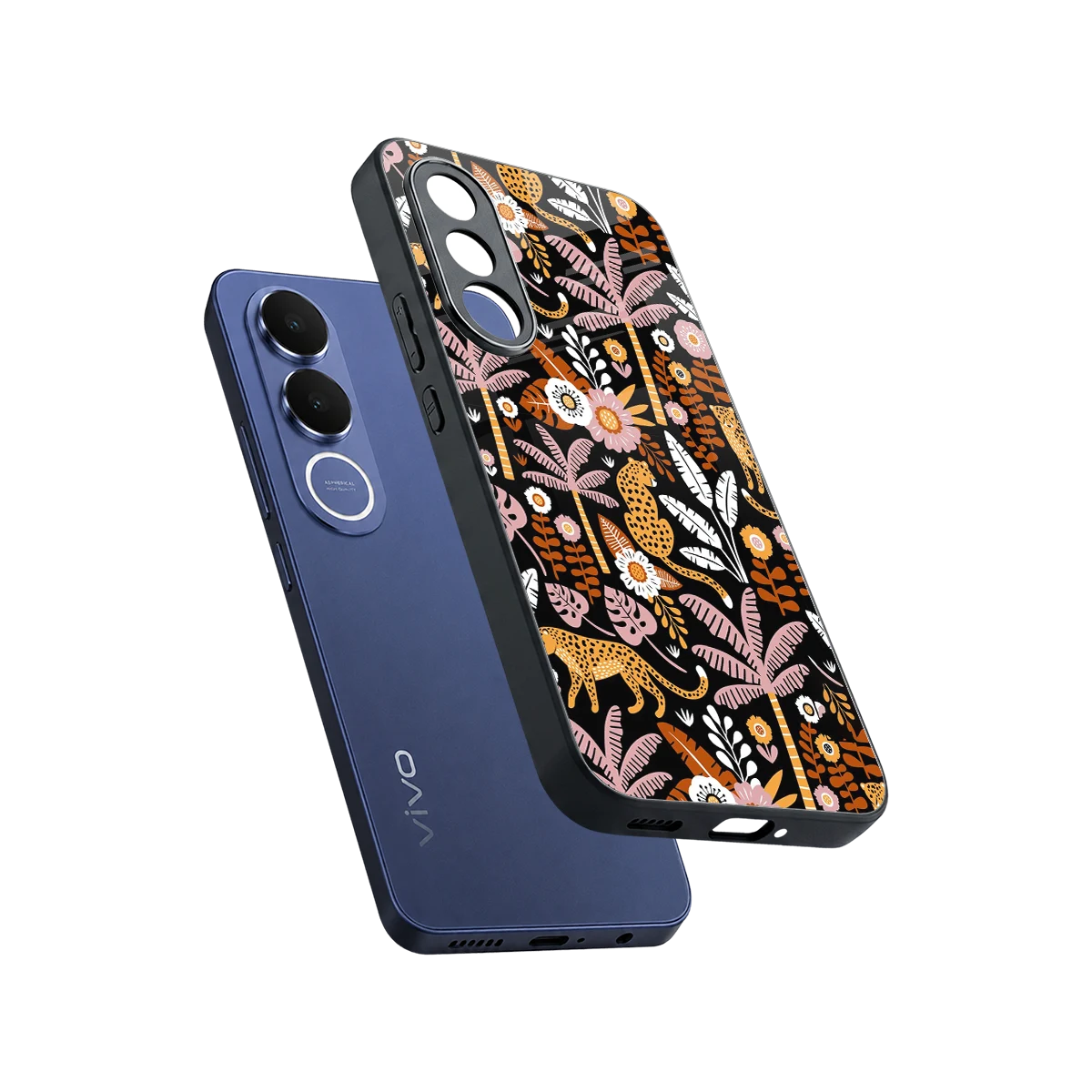 Exotic Paradise sleek vivo v70 fe cover with tempered glass back and TPU edges