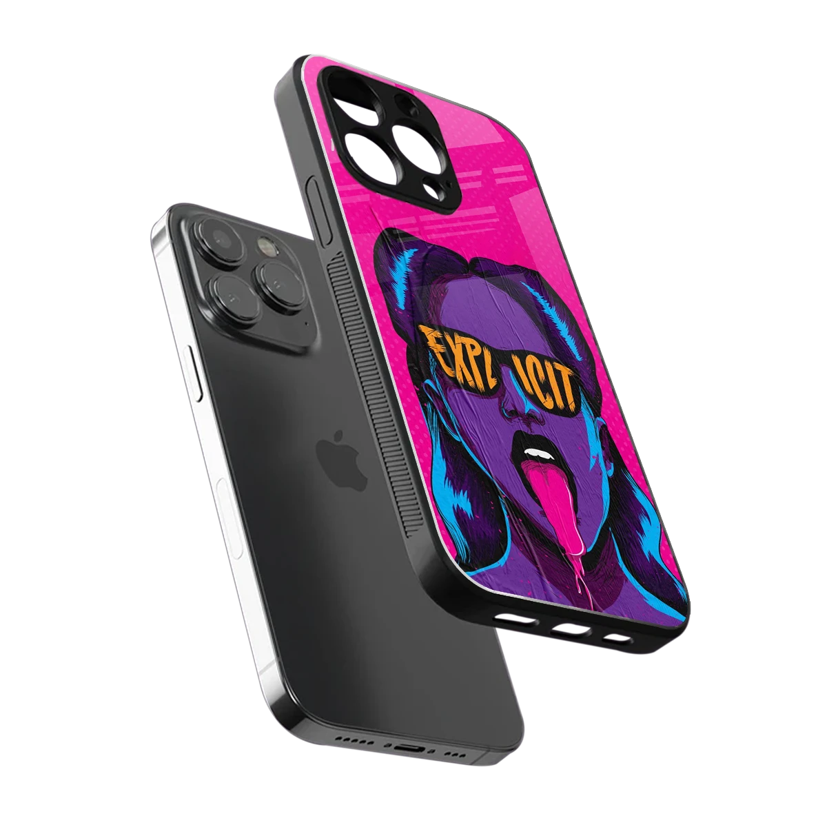 Explicit sleek iphone 15 pro max cover with tempered glass back and TPU edges