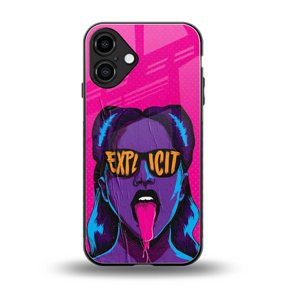 Explicit back phone cover | glass case for iphone 16 plus