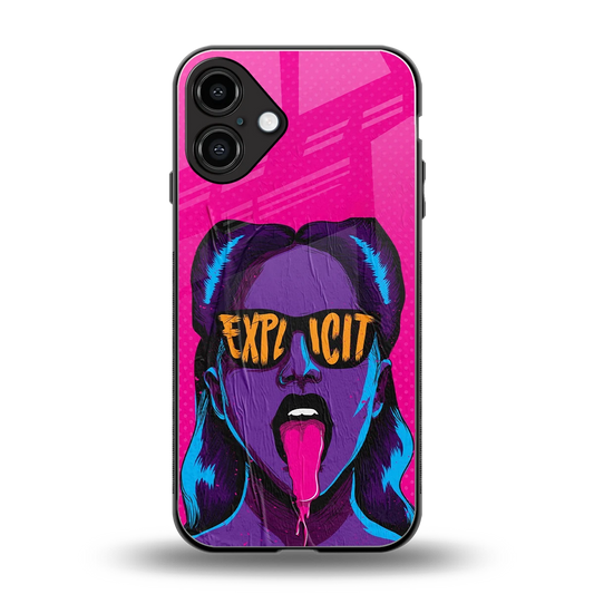 Explicit back phone cover | glass case for iphone 16 plus