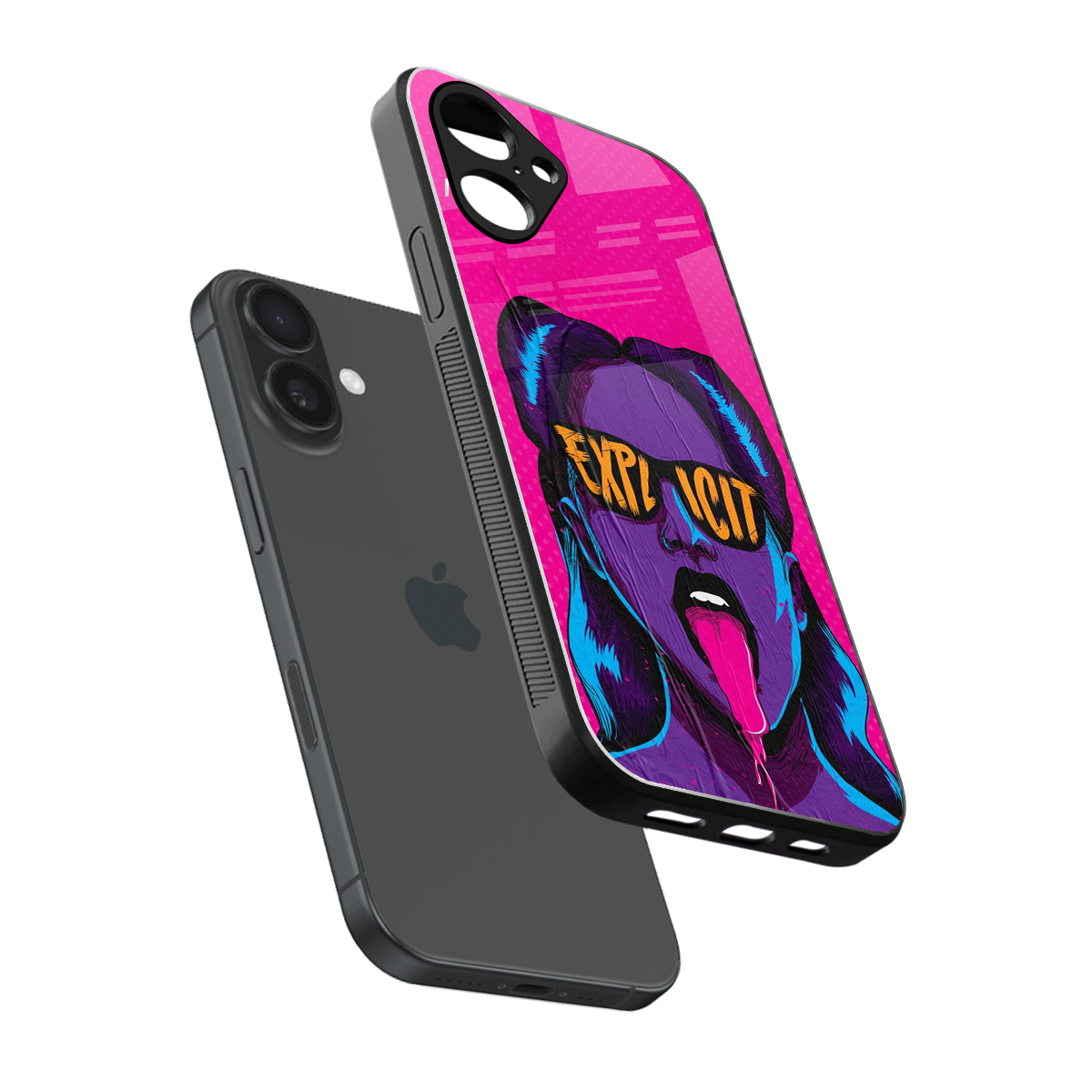 Explicit sleek iPhone 16 cover with tempered glass back and TPU edges