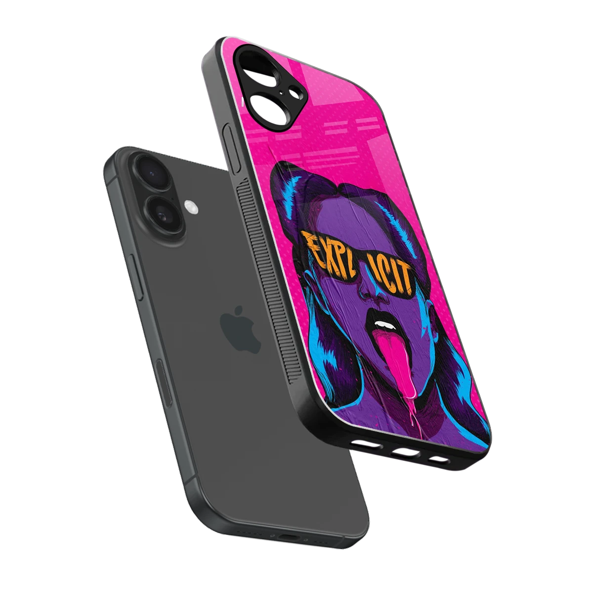 Explicit sleek iPhone 16 cover with tempered glass back and TPU edges