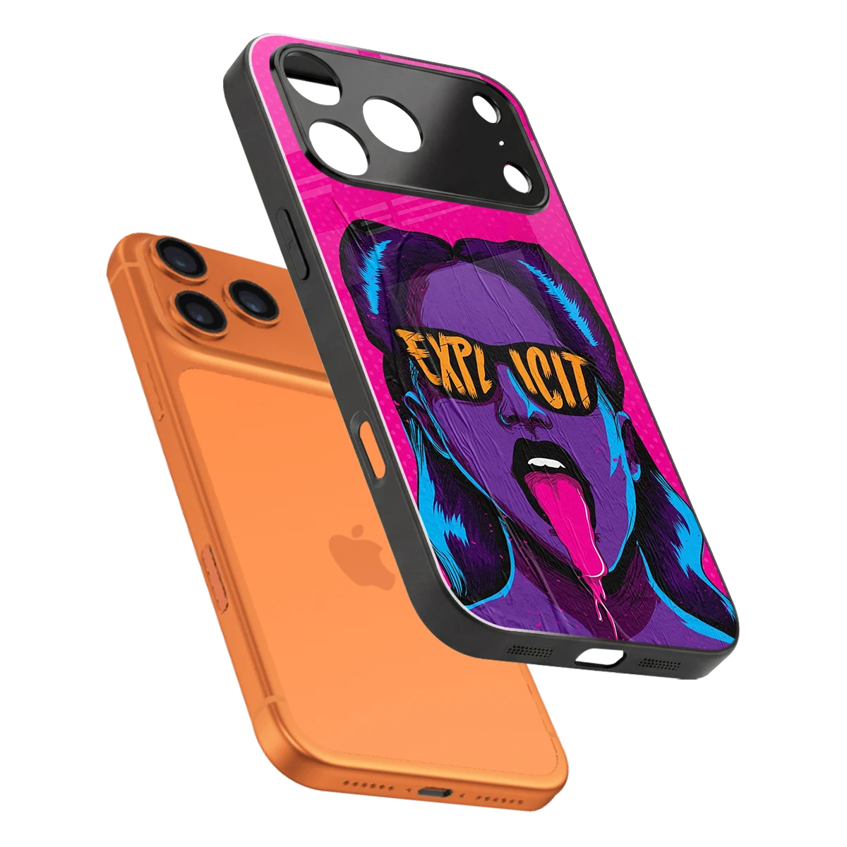 Explicit sleek iphone 17 pro max cover with tempered glass back and TPU edges