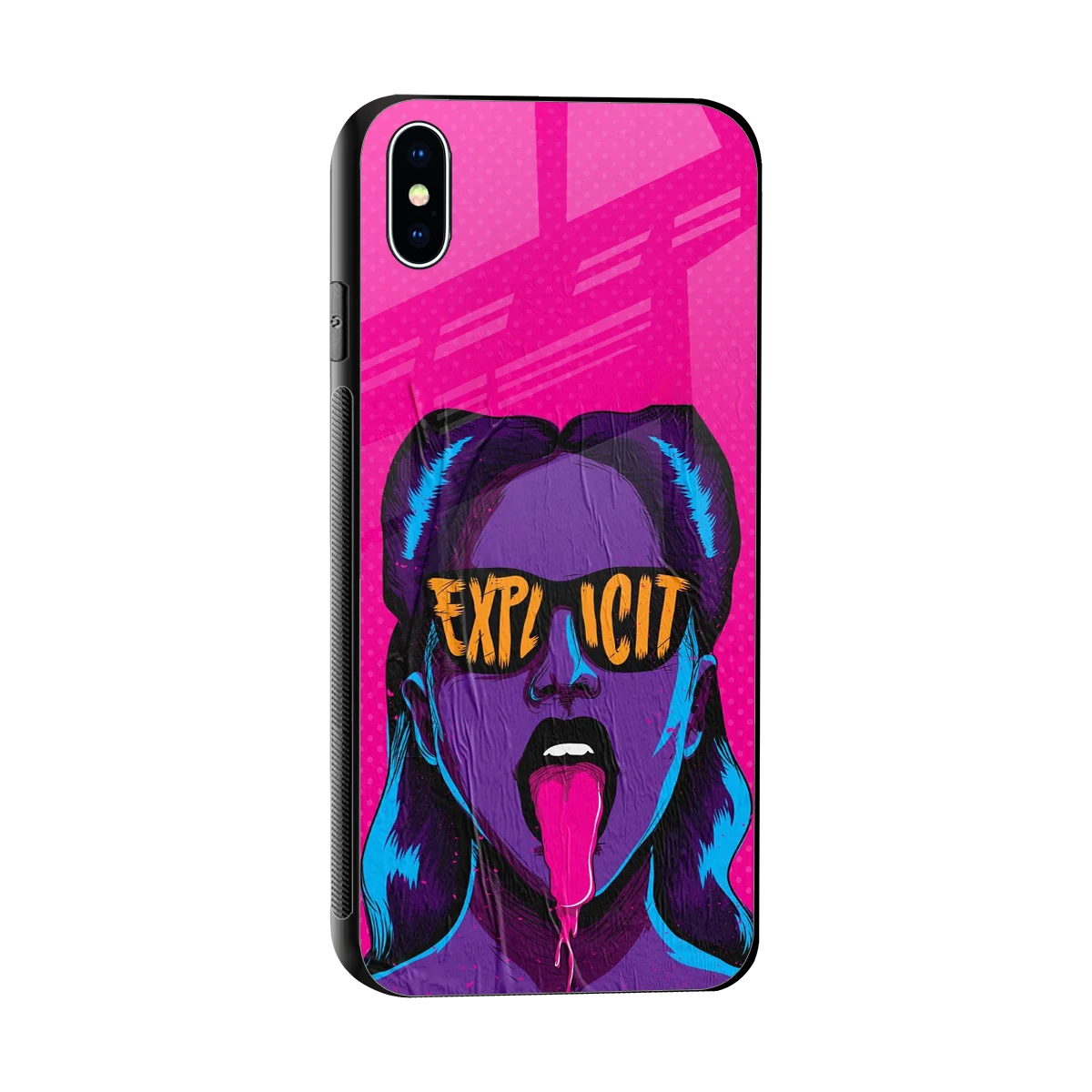 Explicit sleek iphone xs max cover with tempered glass back and TPU edges