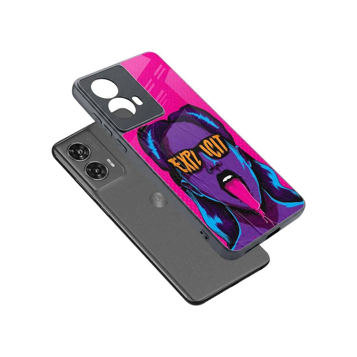 Explicit sleek motorola edge 50 fusion cover with tempered glass back and TPU edges