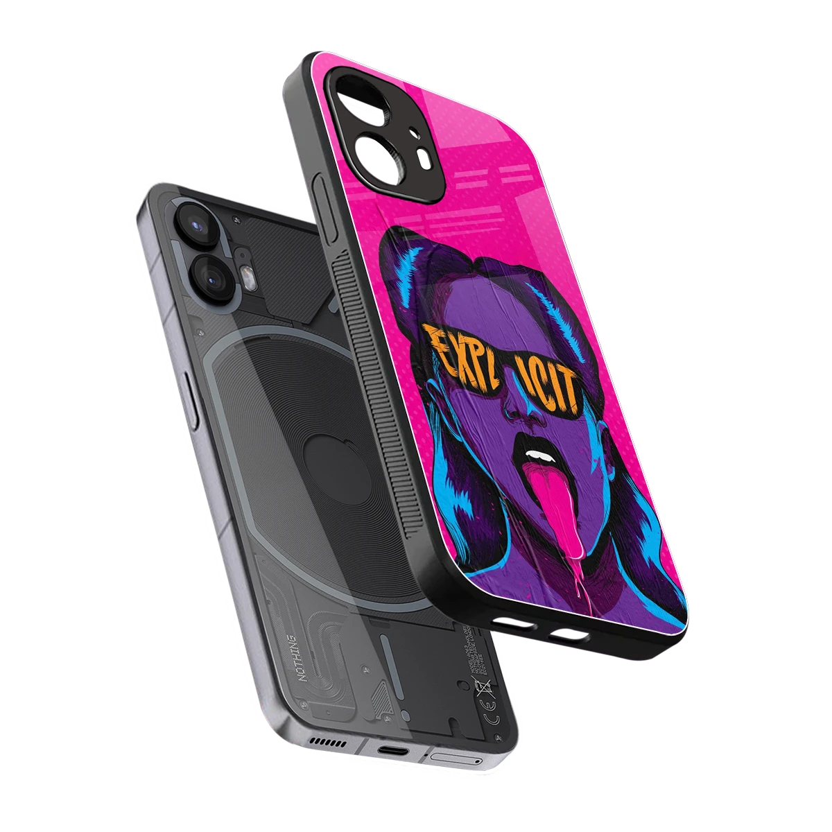 Explicit sleek nothing phone 2 cover with tempered glass back and TPU edges