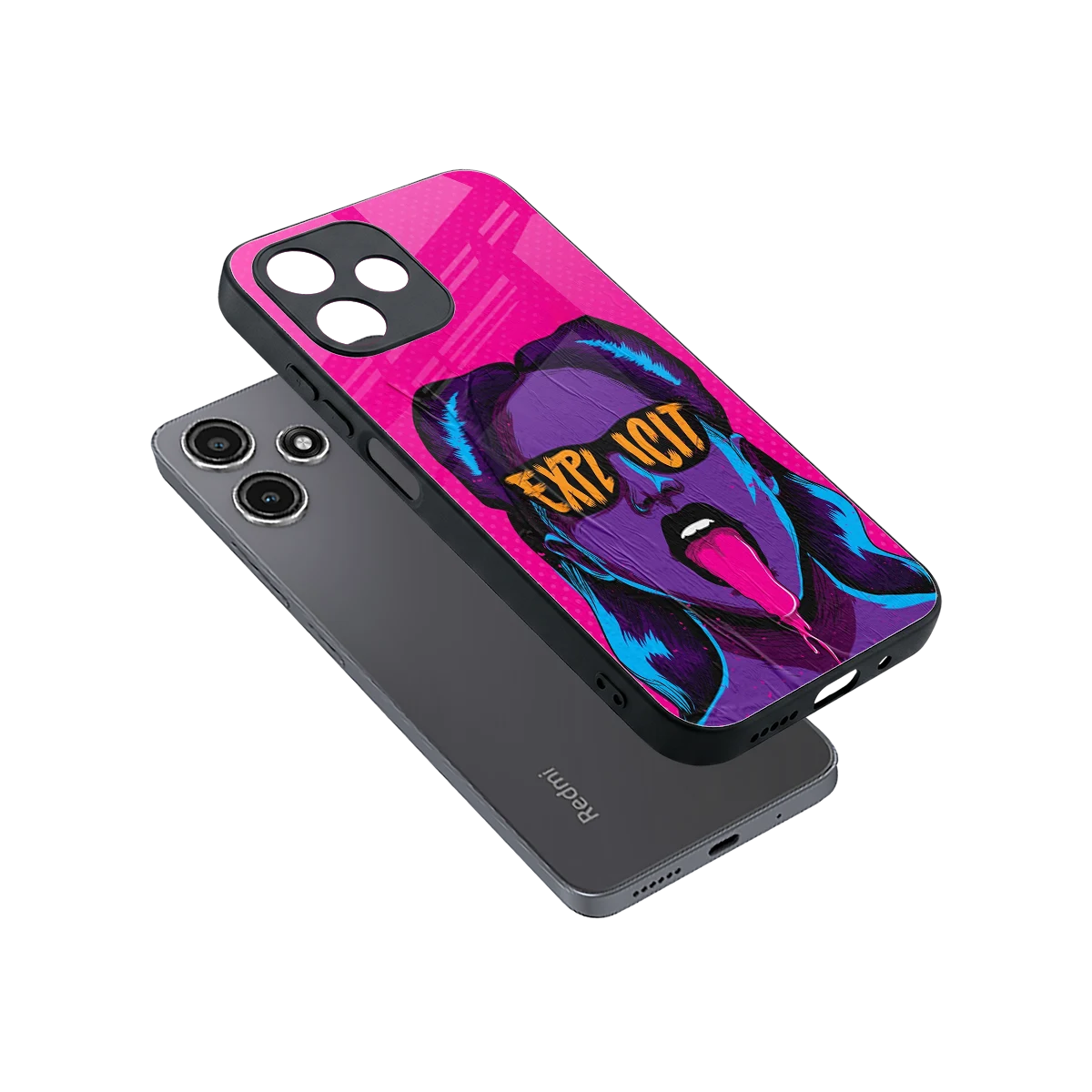 Explicit sleek redmi 12 5g cover with tempered glass back and TPU edges