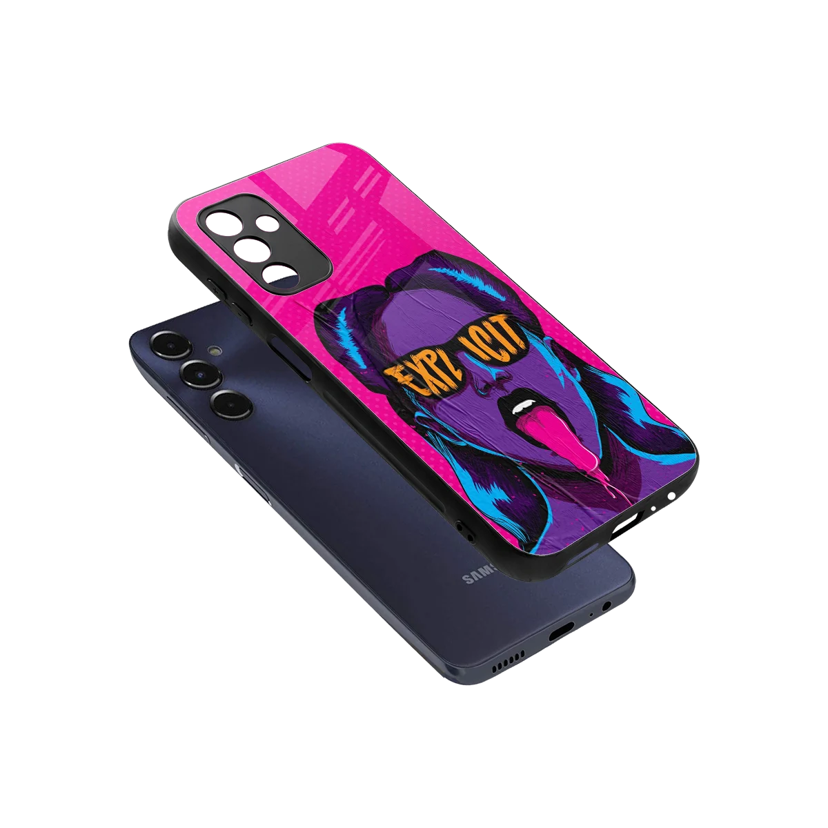 Explicit sleek samsung galaxy m14 5g cover with tempered glass back and TPU edges