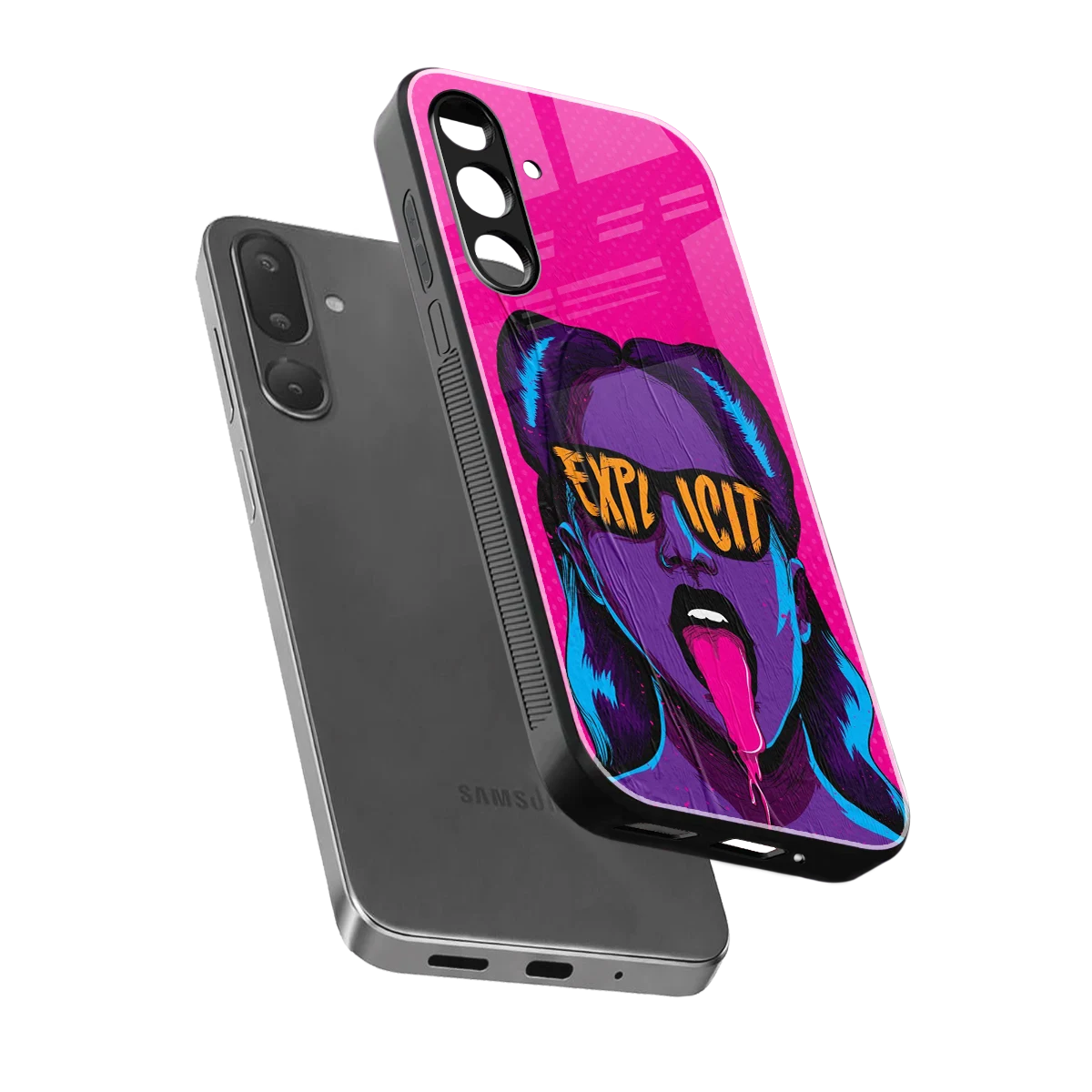 Explicit sleek samsung galaxy m56 5g cover with tempered glass back and TPU edges