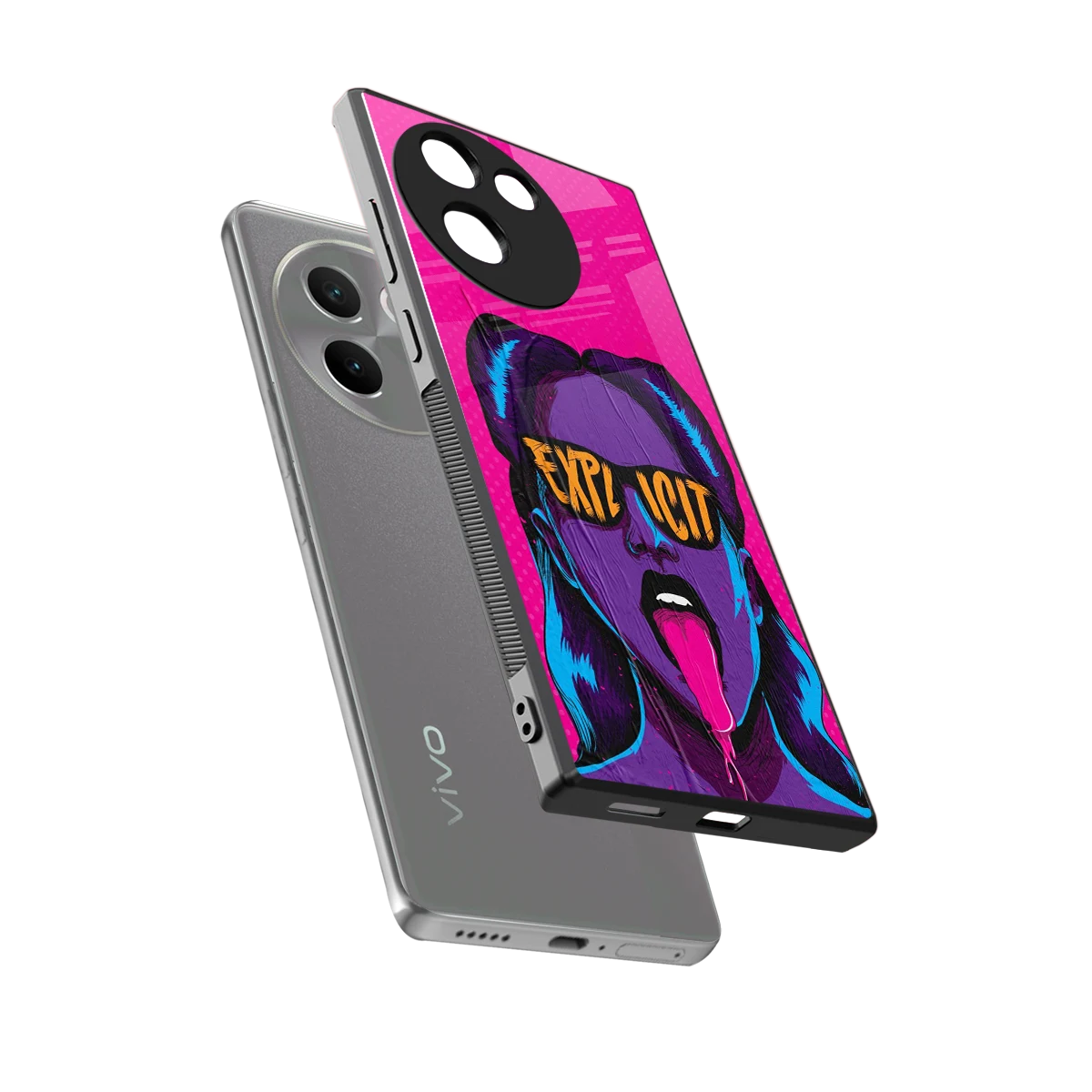 Explicit sleek vivo v30e cover with tempered glass back and TPU edges