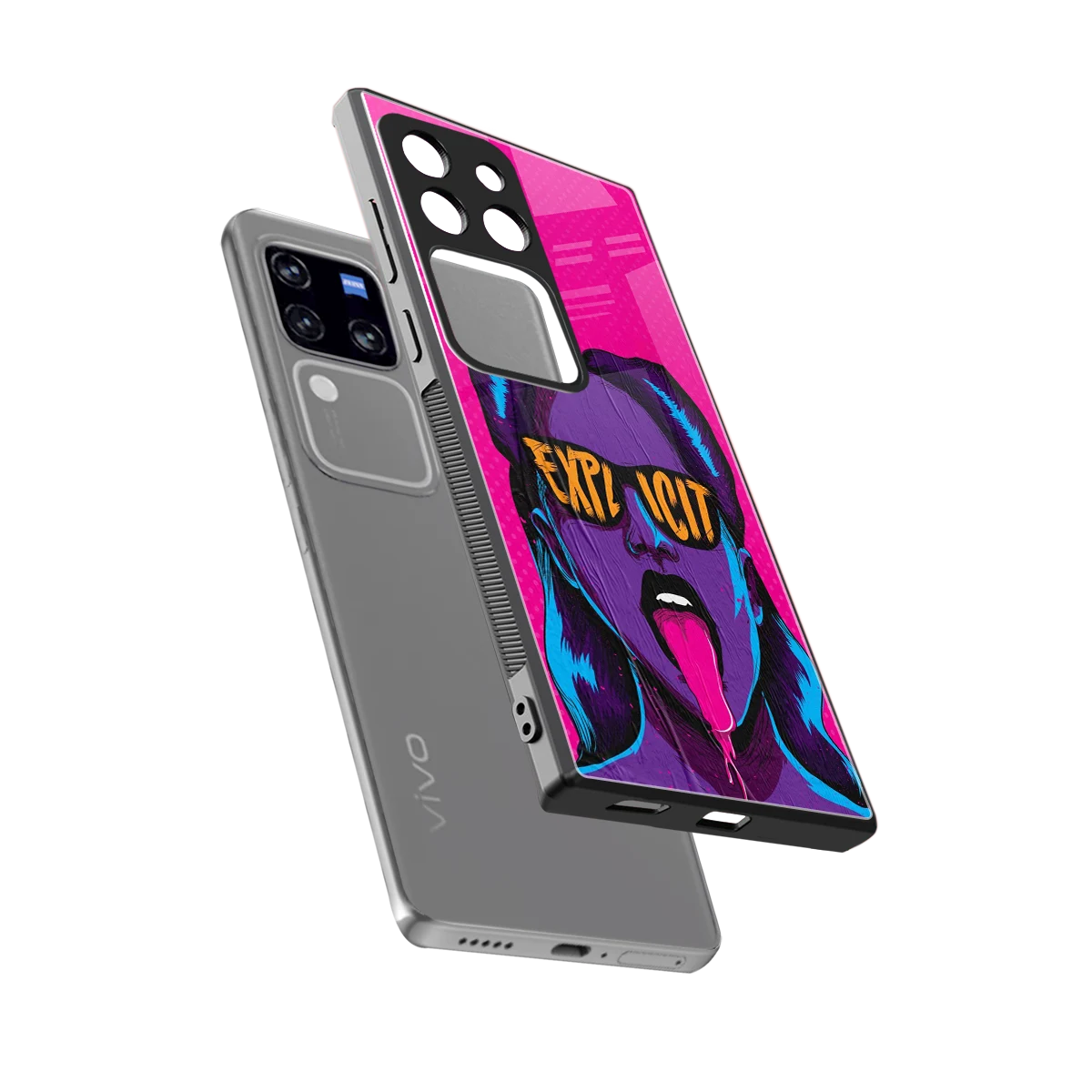 Explicit sleekvivo v30 pro cover with tempered glass back and TPU edges
