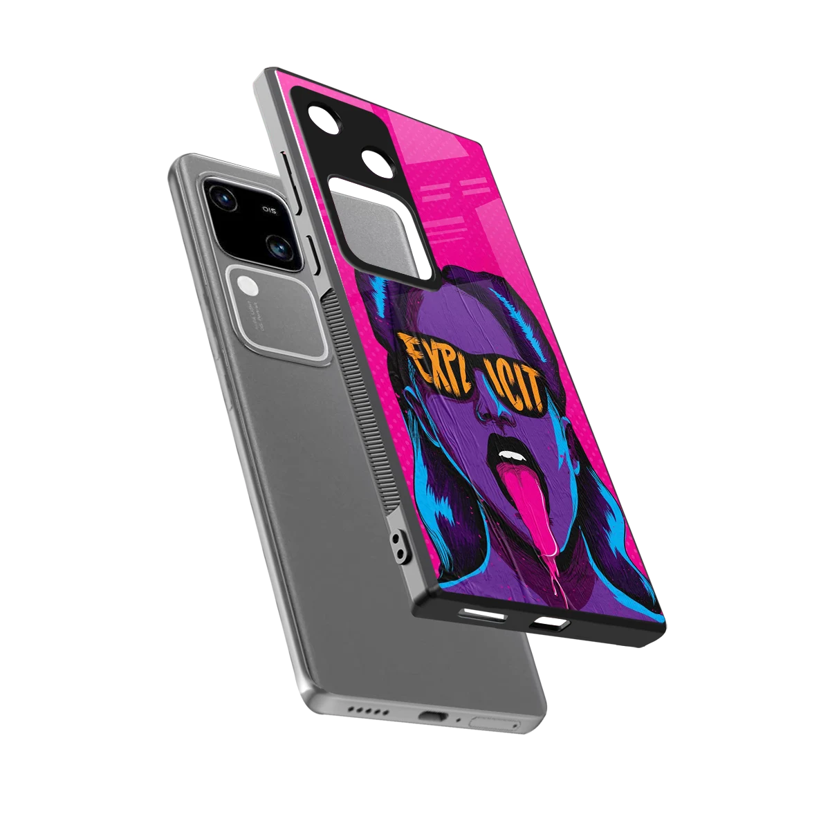 Explicit sleek vivo v30 cover with tempered glass back and TPU edges