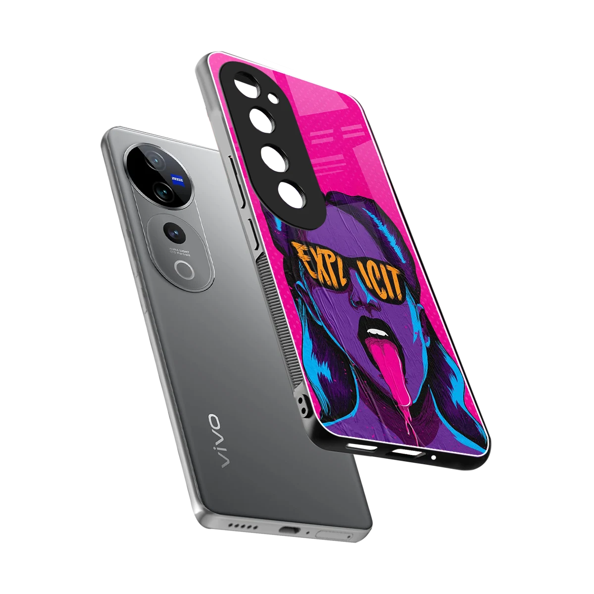 Explicit sleek vivo v40 pro cover with tempered glass back and TPU edges