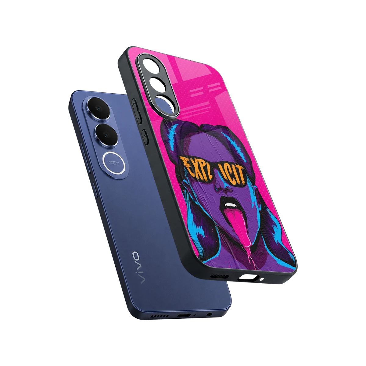 Explicit sleek vivo v70 fe cover with tempered glass back and TPU edges
