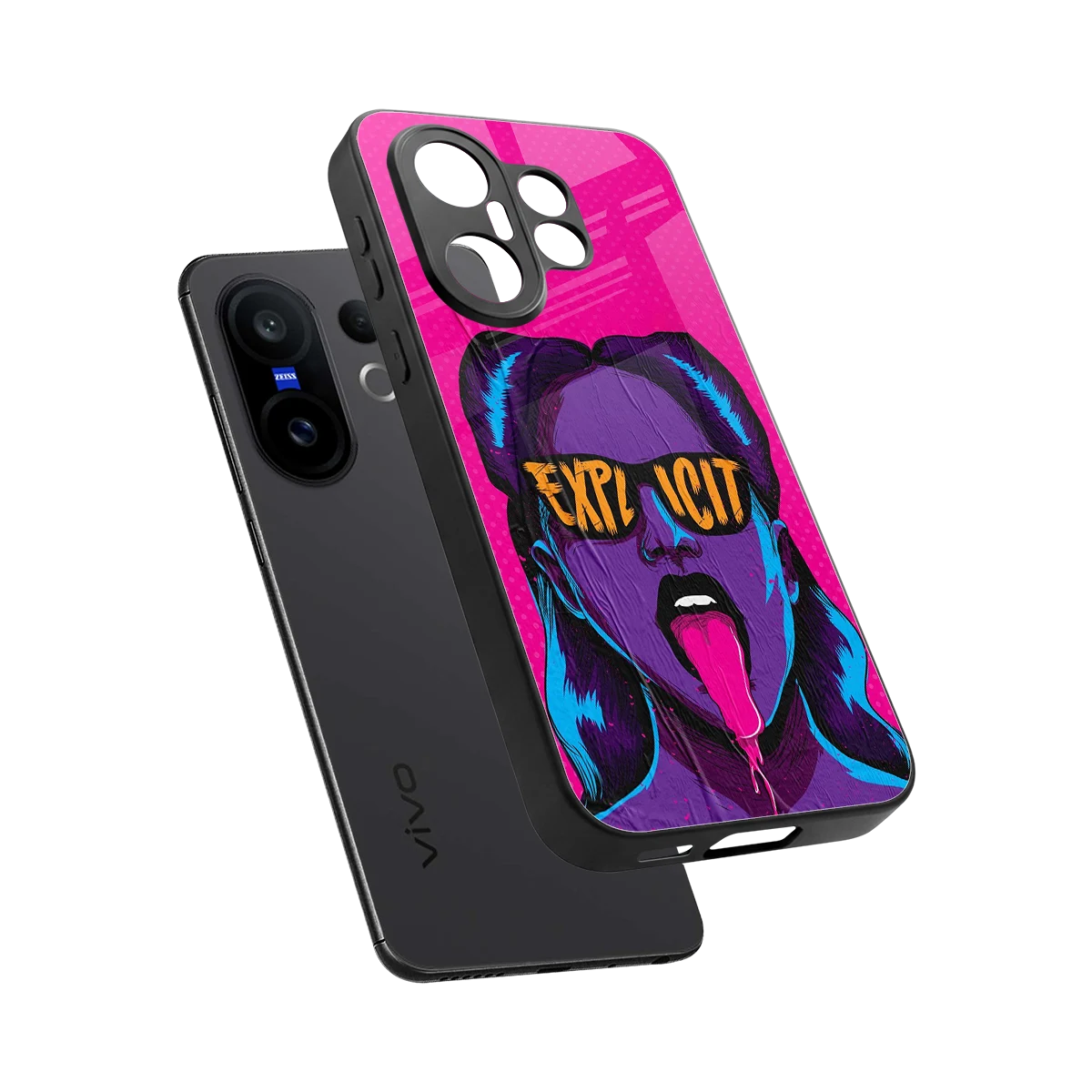 Explicit sleek vivo x200 fe cover with tempered glass back and TPU edges