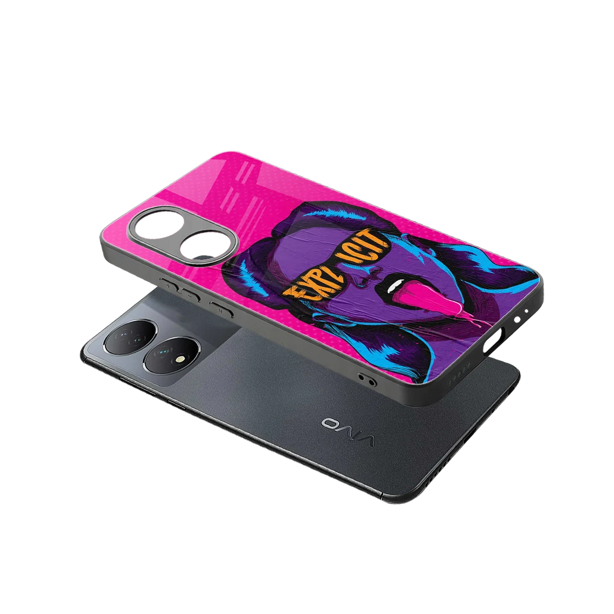 Explicit sleek Vivo-y100 cover with tempered glass back and TPU edges