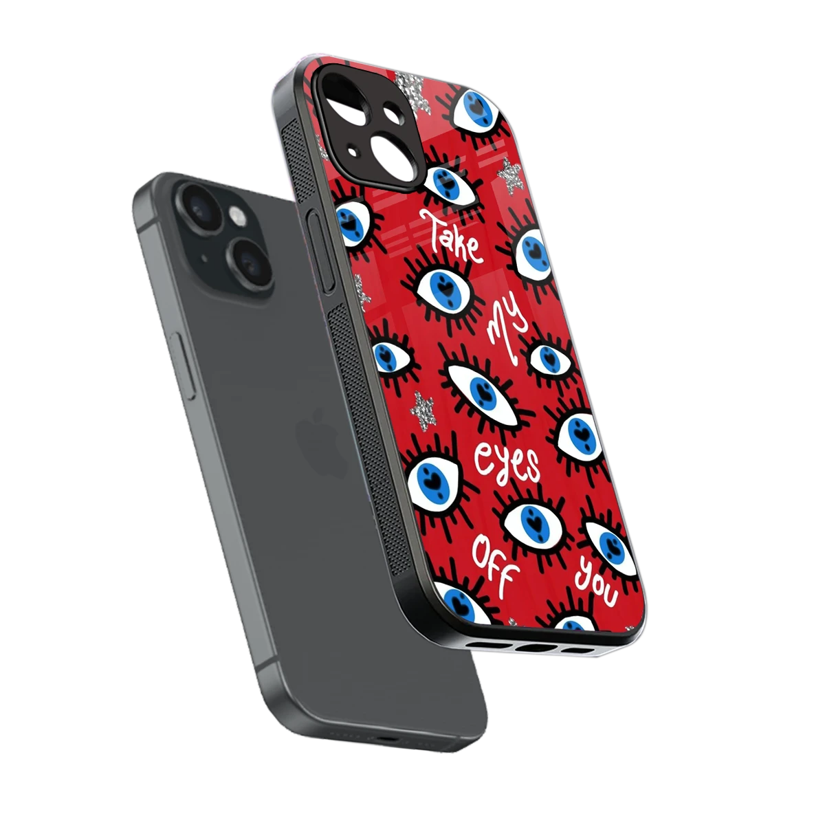 Eyes On You sleek iphone 13 cover with tempered glass back and TPU edges
