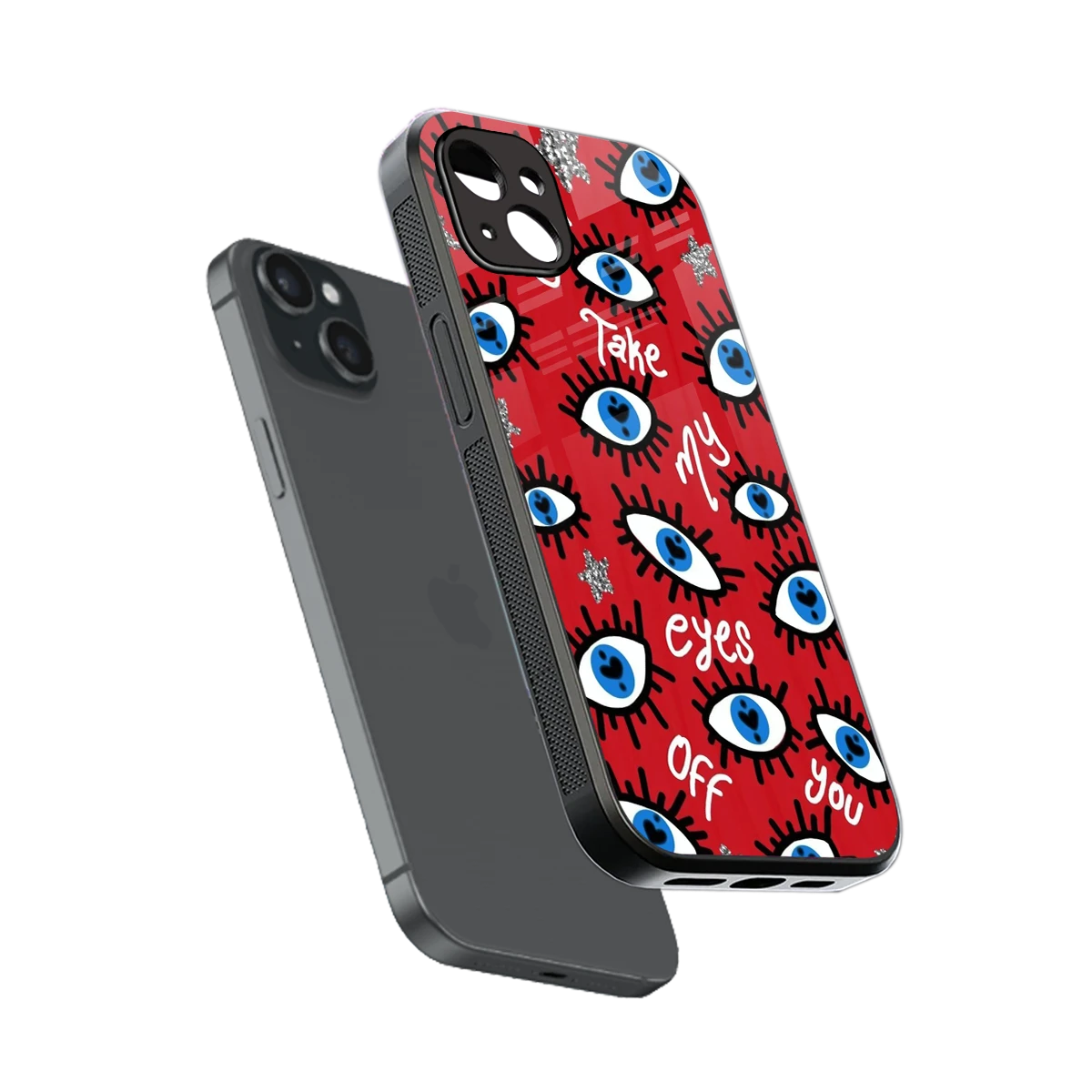 Eyes On You sleek iphone 14 plus cover with tempered glass back and TPU edges