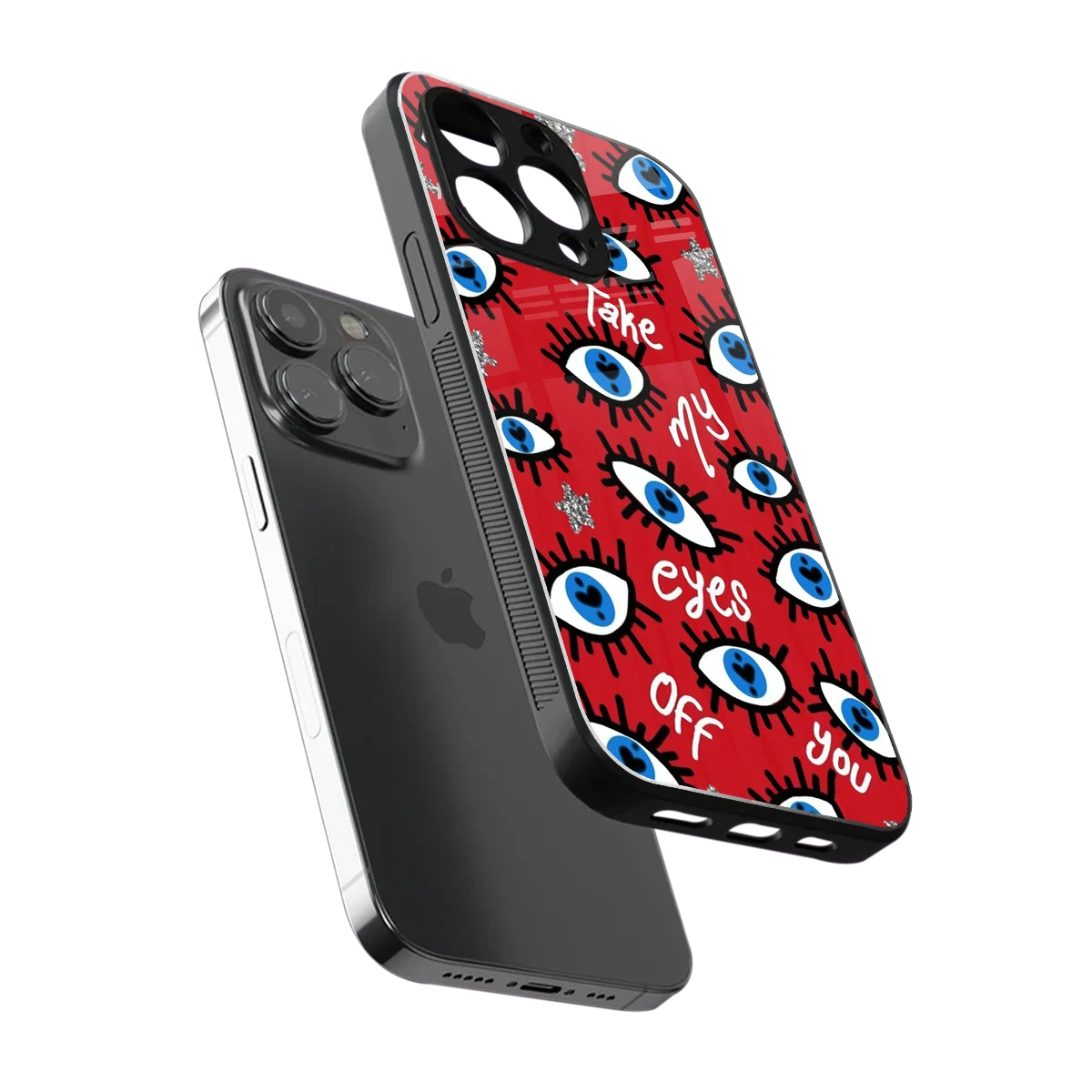 Eyes On You sleek iphone 16 pro max cover with tempered glass back and TPU edges