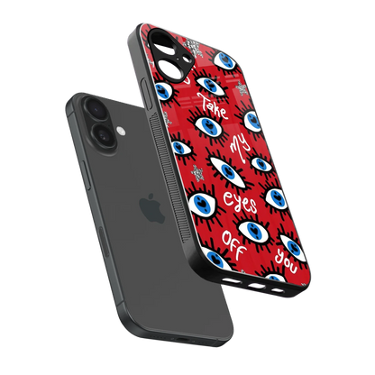 Eyes On You sleek iPhone 16 cover with tempered glass back and TPU edges