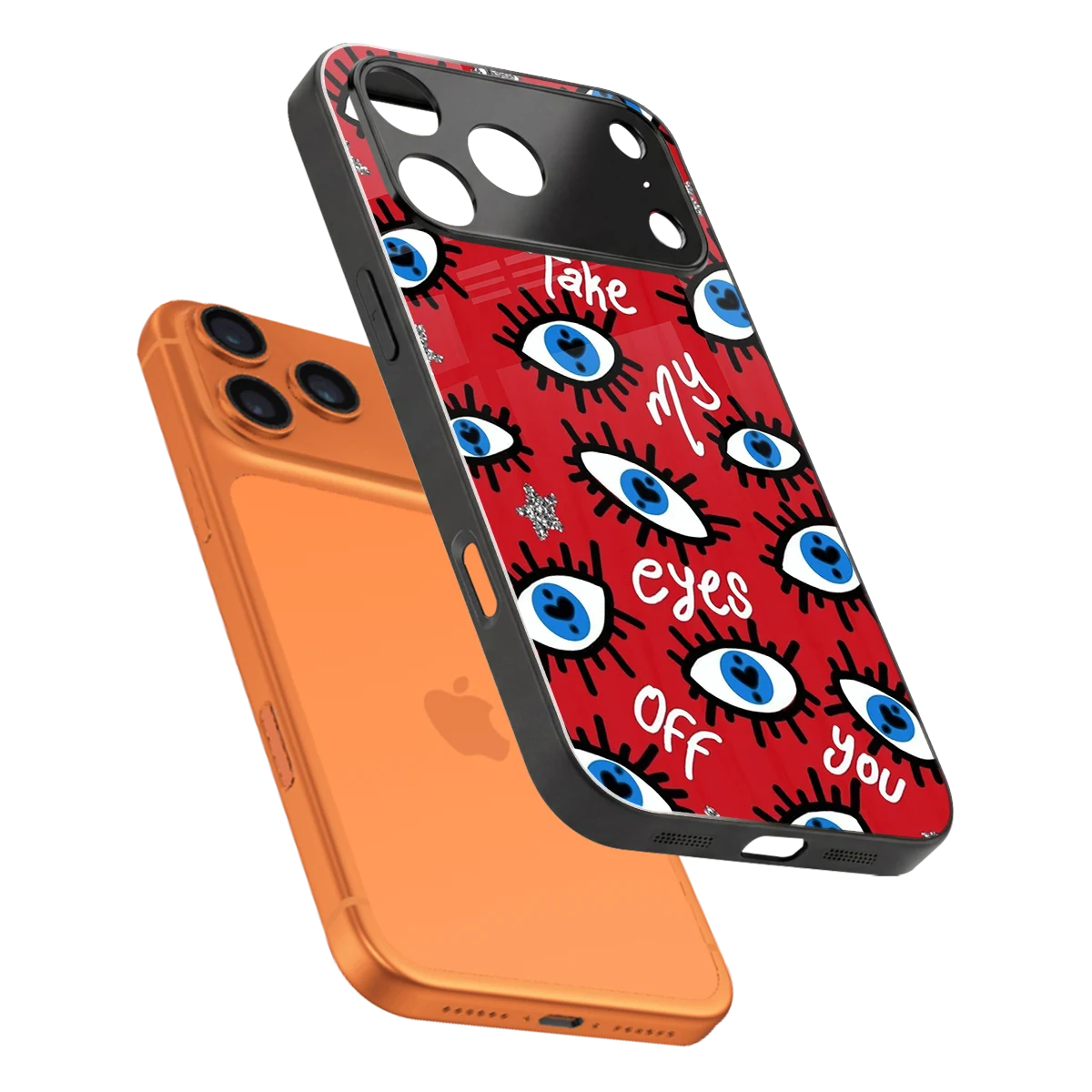 Eyes On You sleek iphone 17 pro cover with tempered glass back and TPU edges