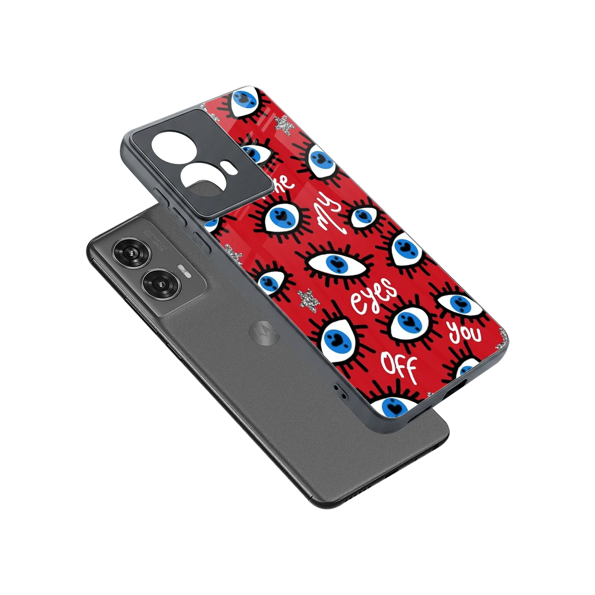 Eyes On You sleek motorola edge 50 fusion cover with tempered glass back and TPU edges