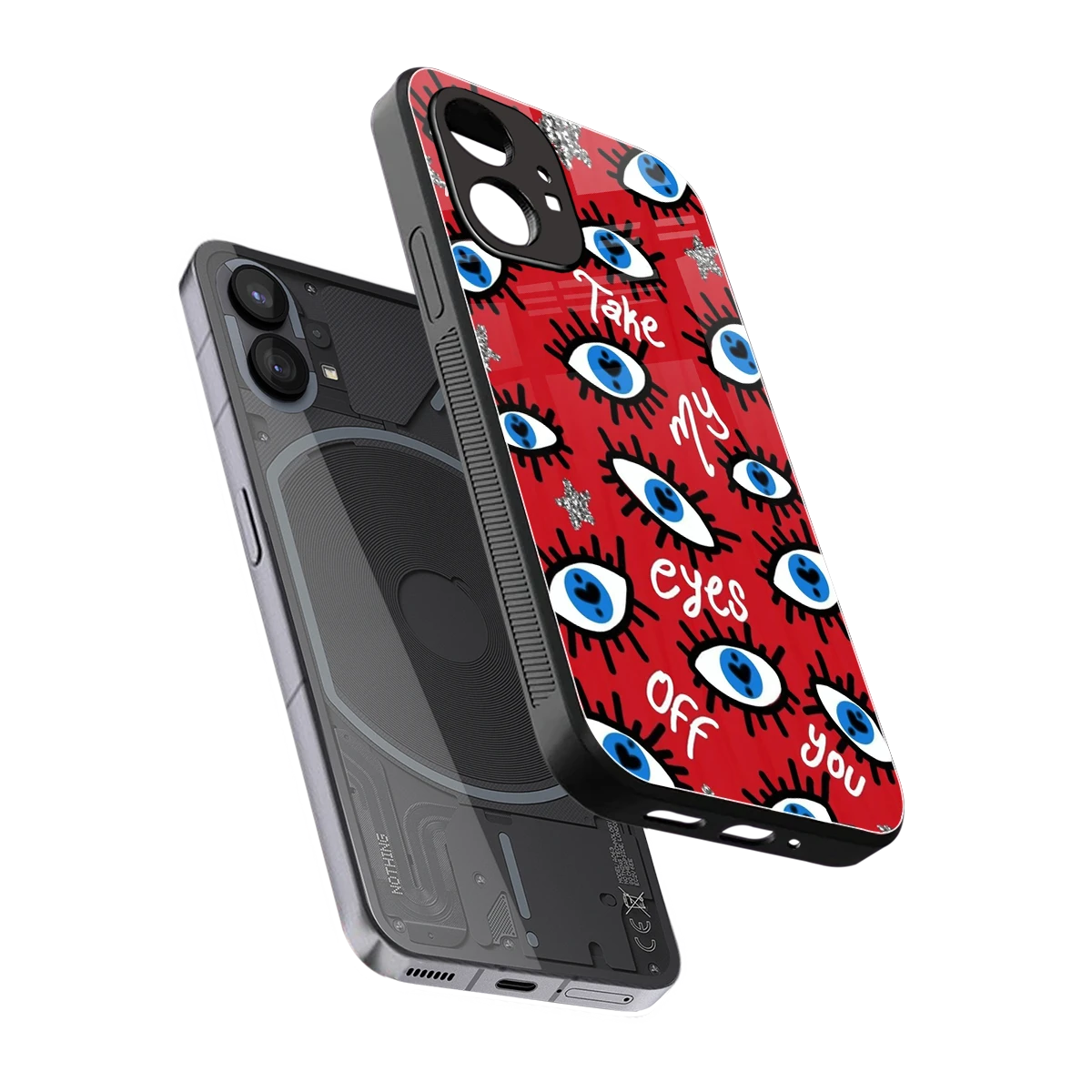 Eyes On You sleek nothing phone 1 cover with tempered glass back and TPU edges