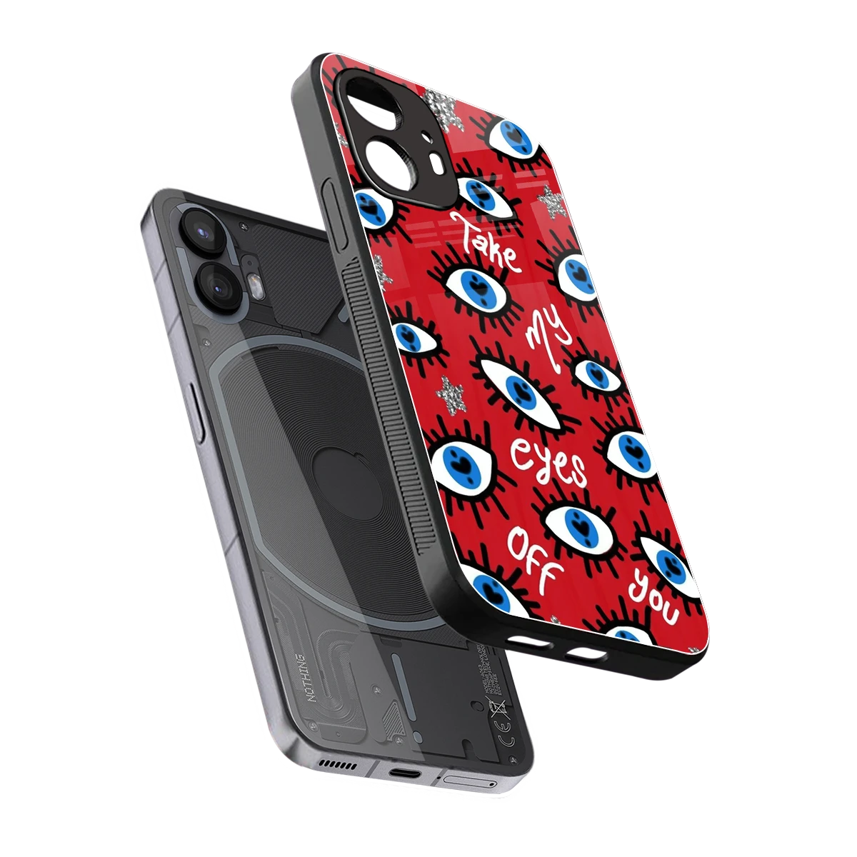 Eyes On You sleek nothing phone 2 cover with tempered glass back and TPU edges