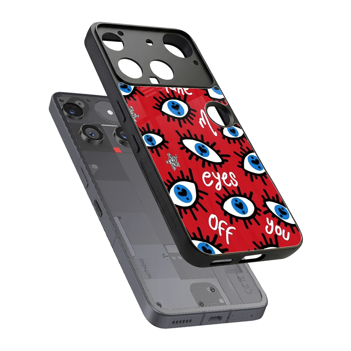 Eyes On You sleek nothing phone 3 cover with tempered glass back and TPU edges